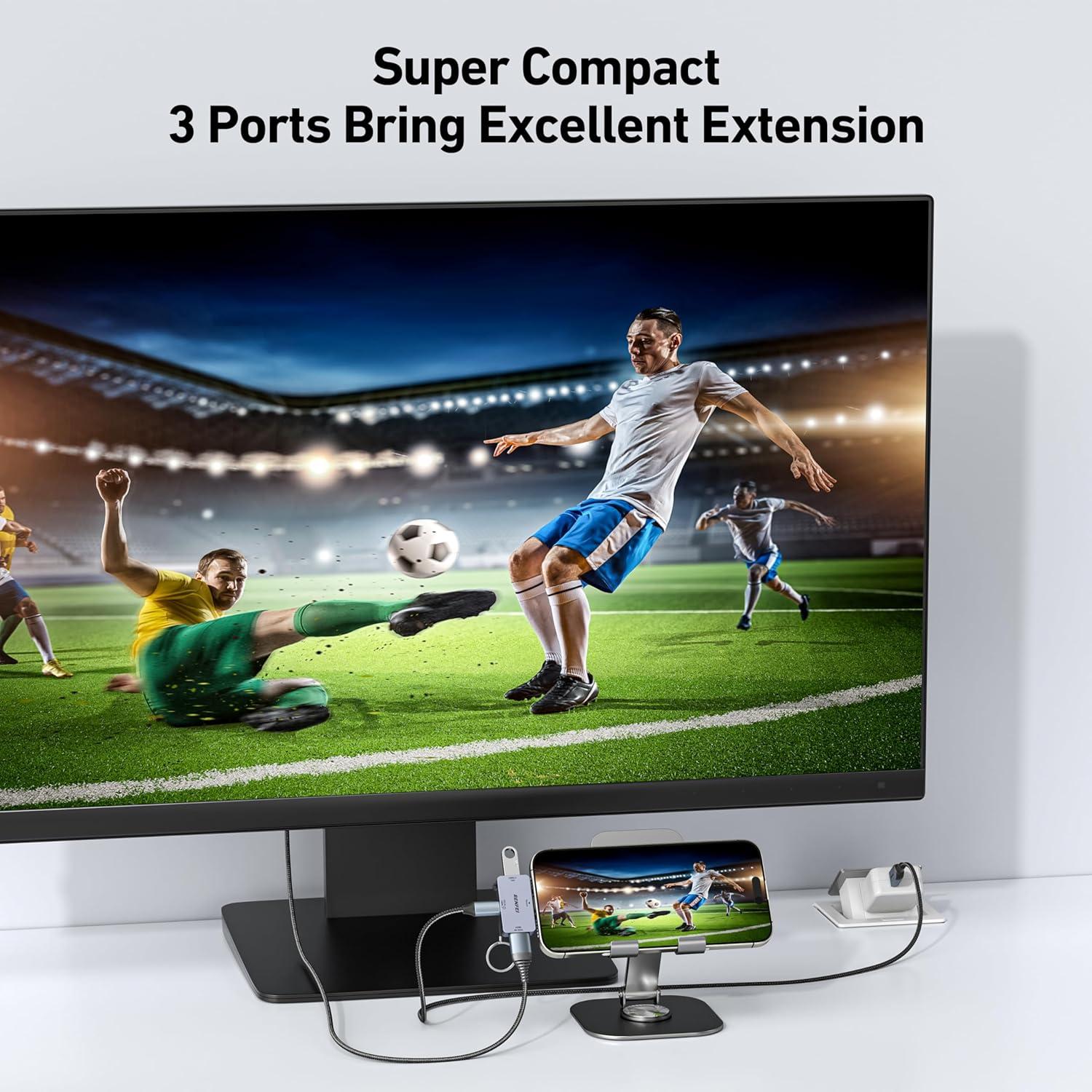 Hub USB-C 3-en-1 BENFEI HDMI 4K 100W 10Gbps Compacto