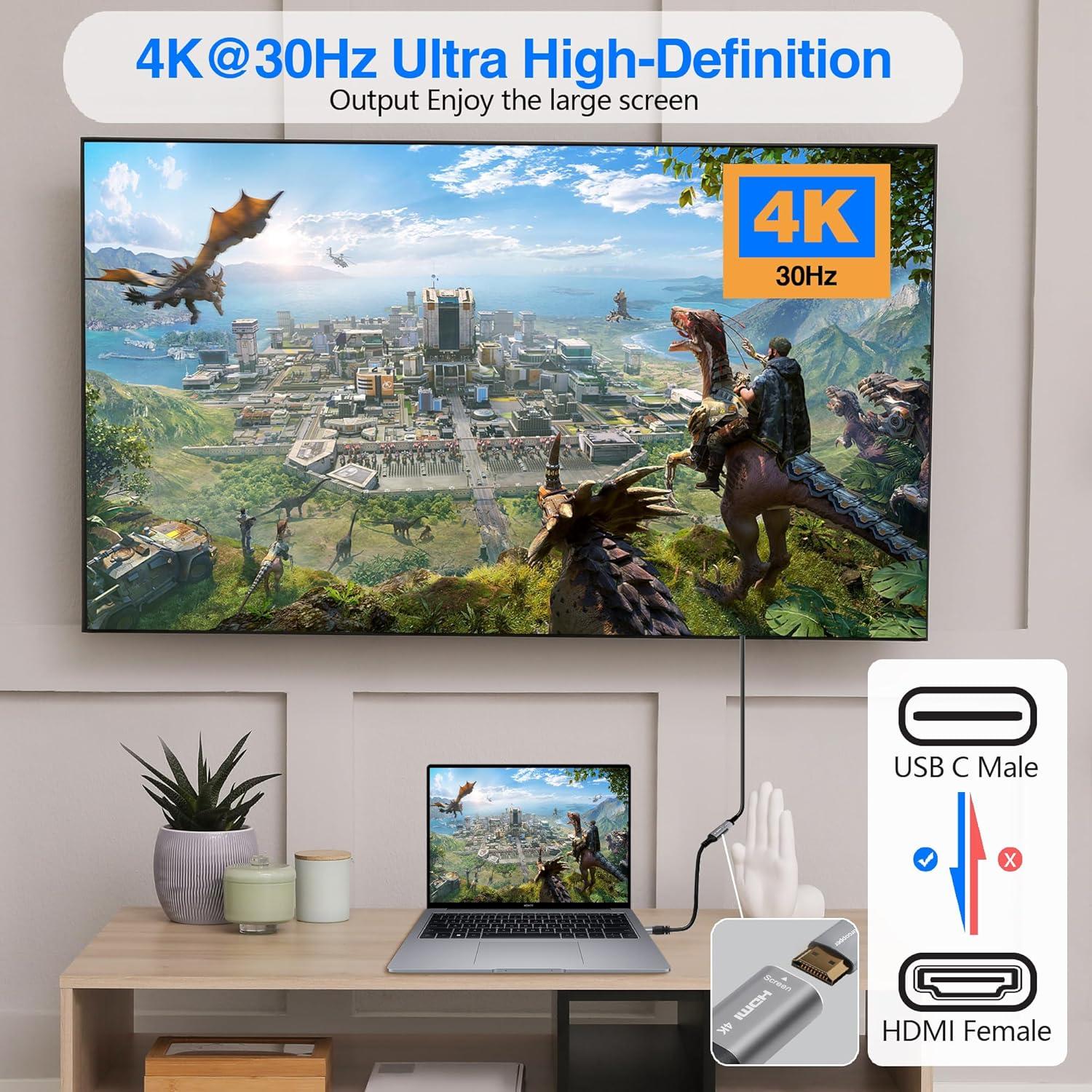 Adaptador USB C a HDMI 4K Purcopper - Paquete de 2