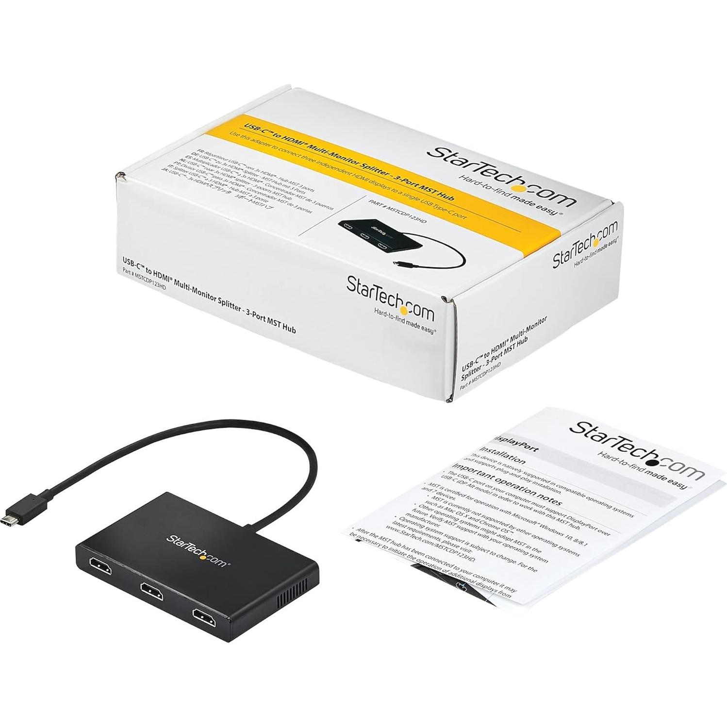 Adaptador USB-C a 3x HDMI StarTech.com MSTCDP123HD 1080p