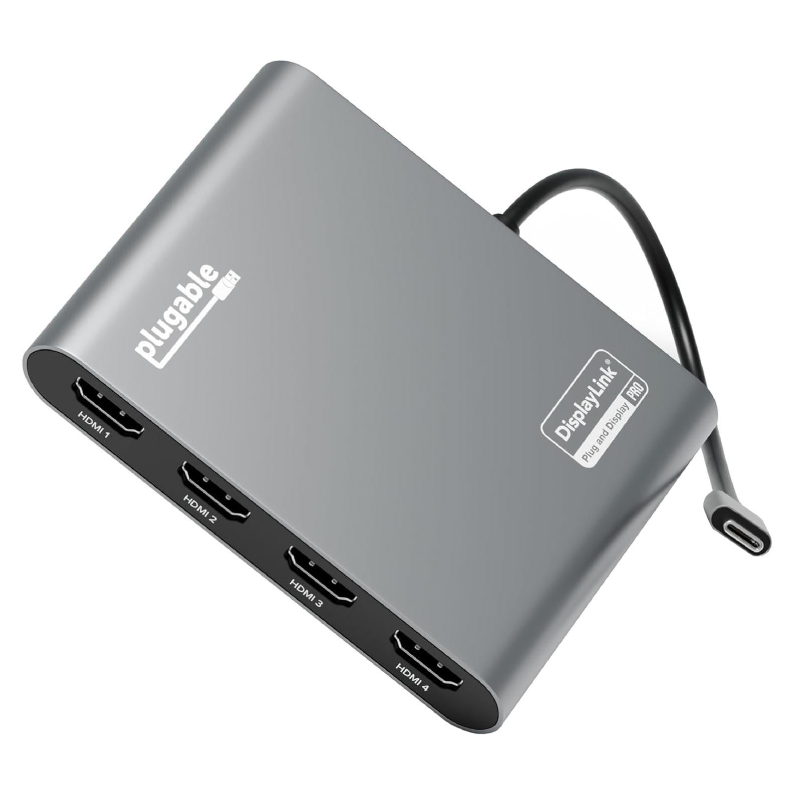 Adaptador USB-C a Quad HDMI 4K Plugable USBC-7400H4 100W