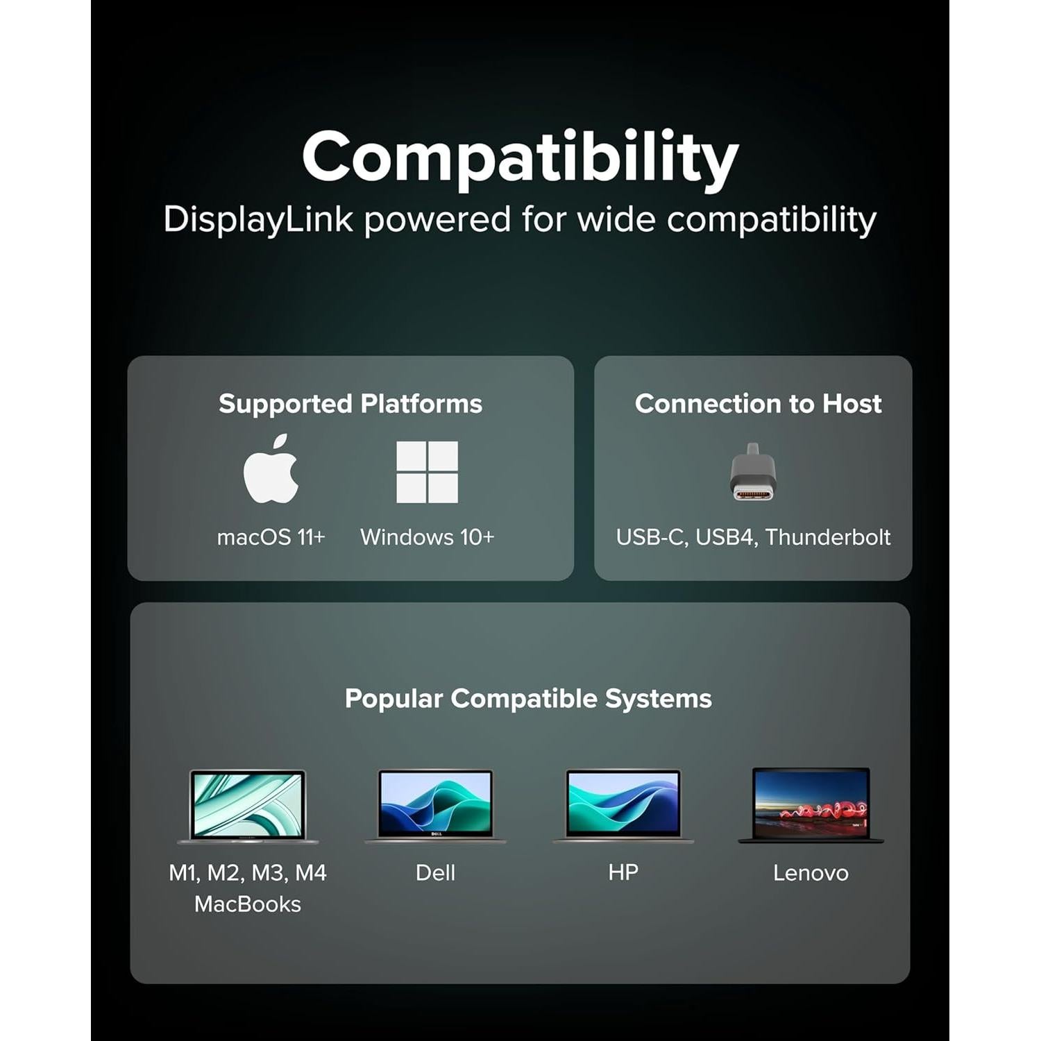 Adaptador USB-C a Quad HDMI 4K Plugable USBC-7400H4 100W