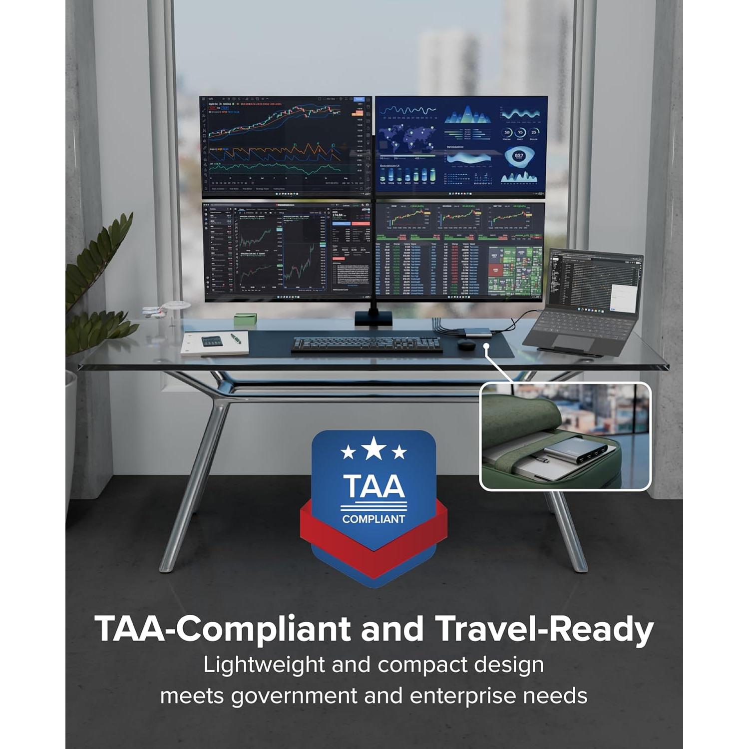 Adaptador USB-C a Quad HDMI 4K Plugable USBC-7400H4 100W