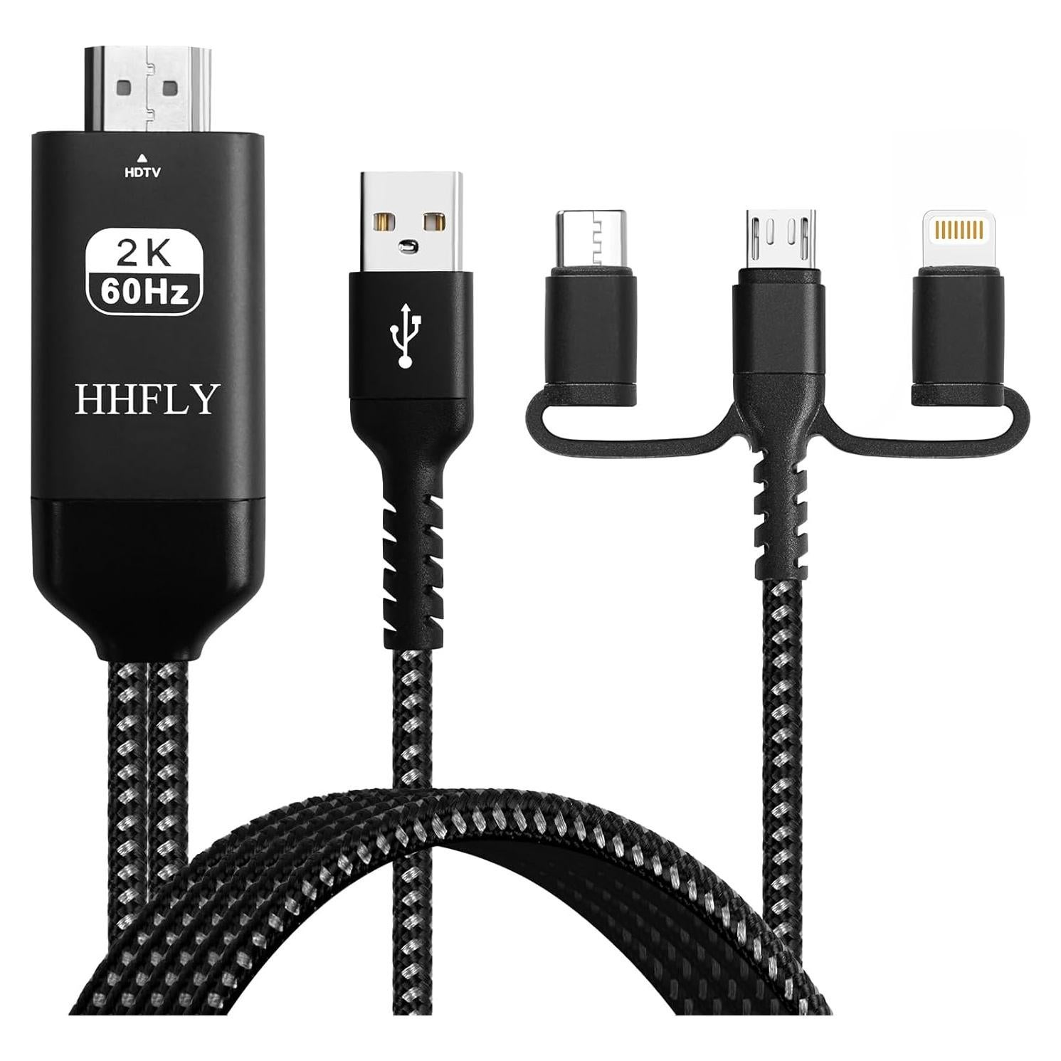 Adaptador 3-en-1 USB-C a HDMI HHFLY 1080p para iPhone/Android