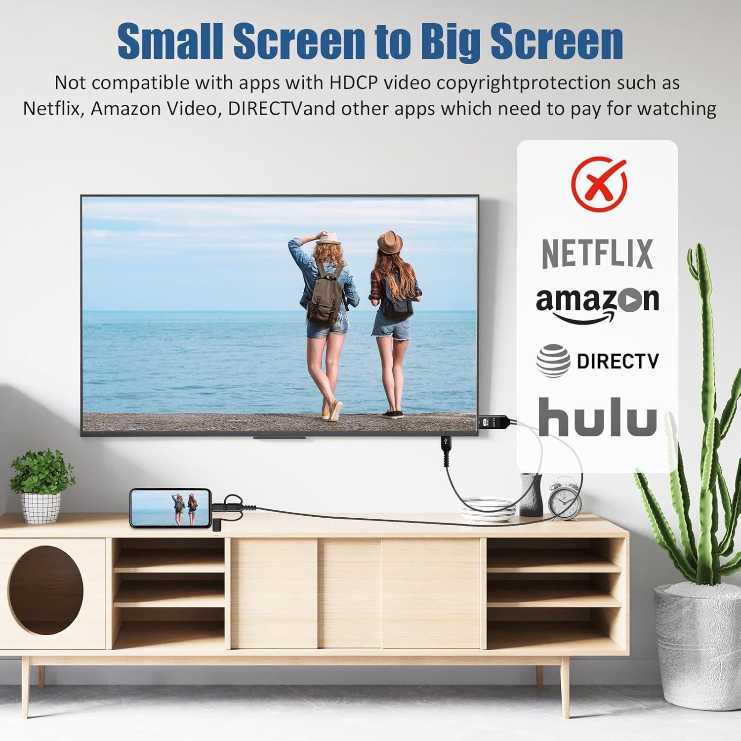 Adaptador 3-en-1 USB-C a HDMI HHFLY 1080p para iPhone/Android