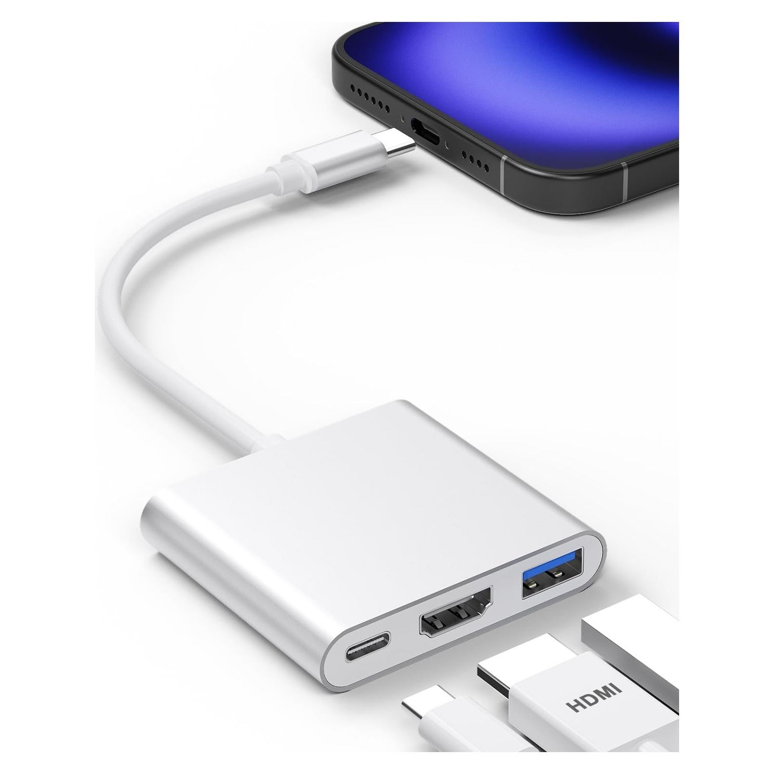 Adaptador HDMI 4K USB-C Lecnvuo para iPhone 15/16 y MacBook