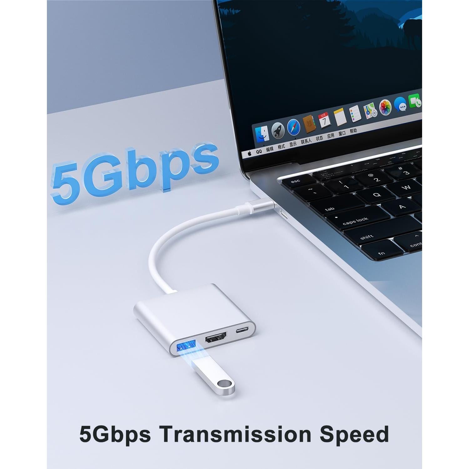 Adaptador HDMI 4K USB-C Lecnvuo para iPhone 15/16 y MacBook