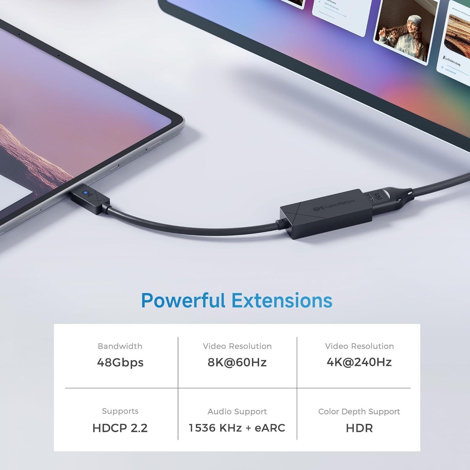 Adaptador USB C a HDMI 2.1 Cable Matters para Microsoft Surface - 8K 60Hz, 4K 240Hz