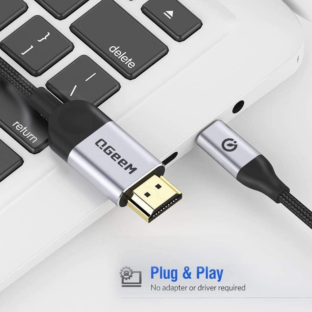 Adaptador QGeeM USB C a HDMI 1.8m 4K para MacBook y Galaxy