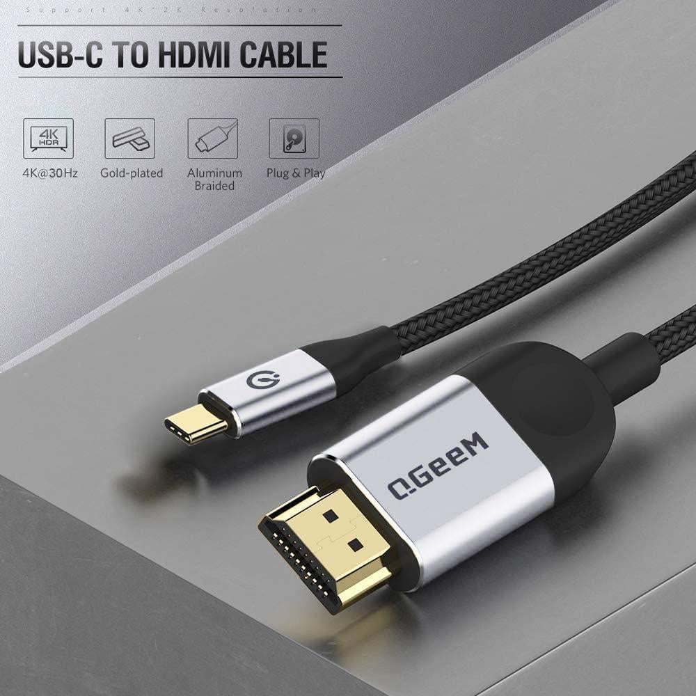 Adaptador QGeeM USB C a HDMI 1.8m 4K para MacBook y Galaxy