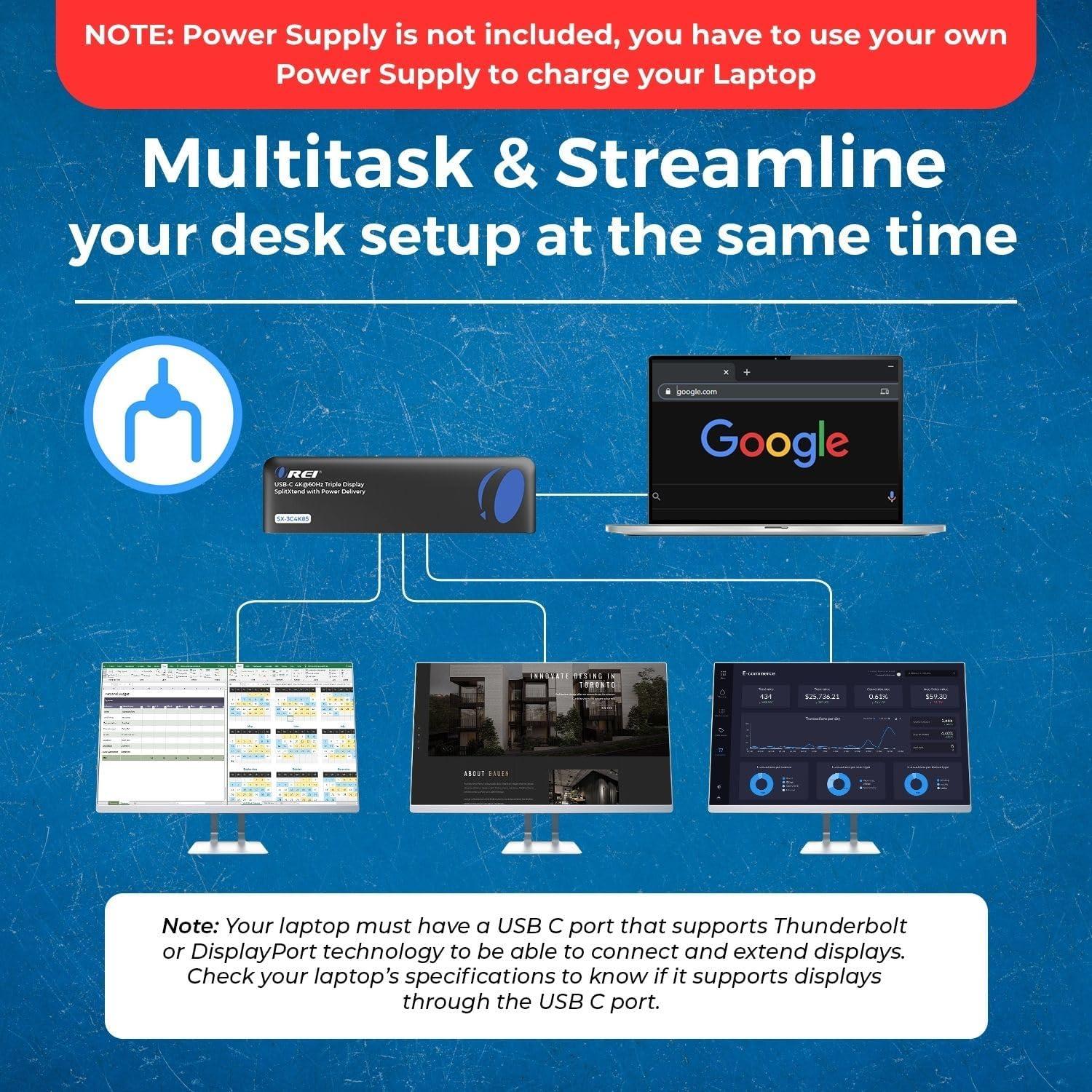 OREI Estación de Acoplamiento USB-C 12 en 1 - 2x HDMI, 1x DP, 100W PD
