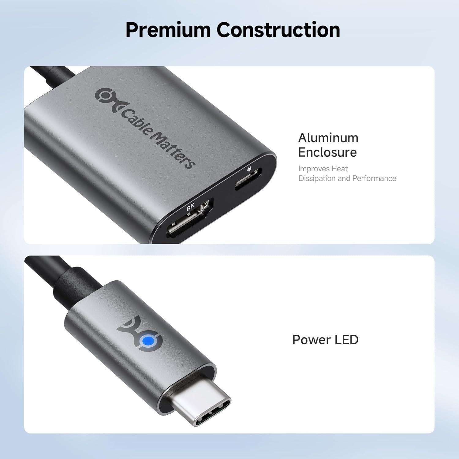 Adaptador USB C a HDMI 2.1 Cable Matters 8K 60Hz 100W
