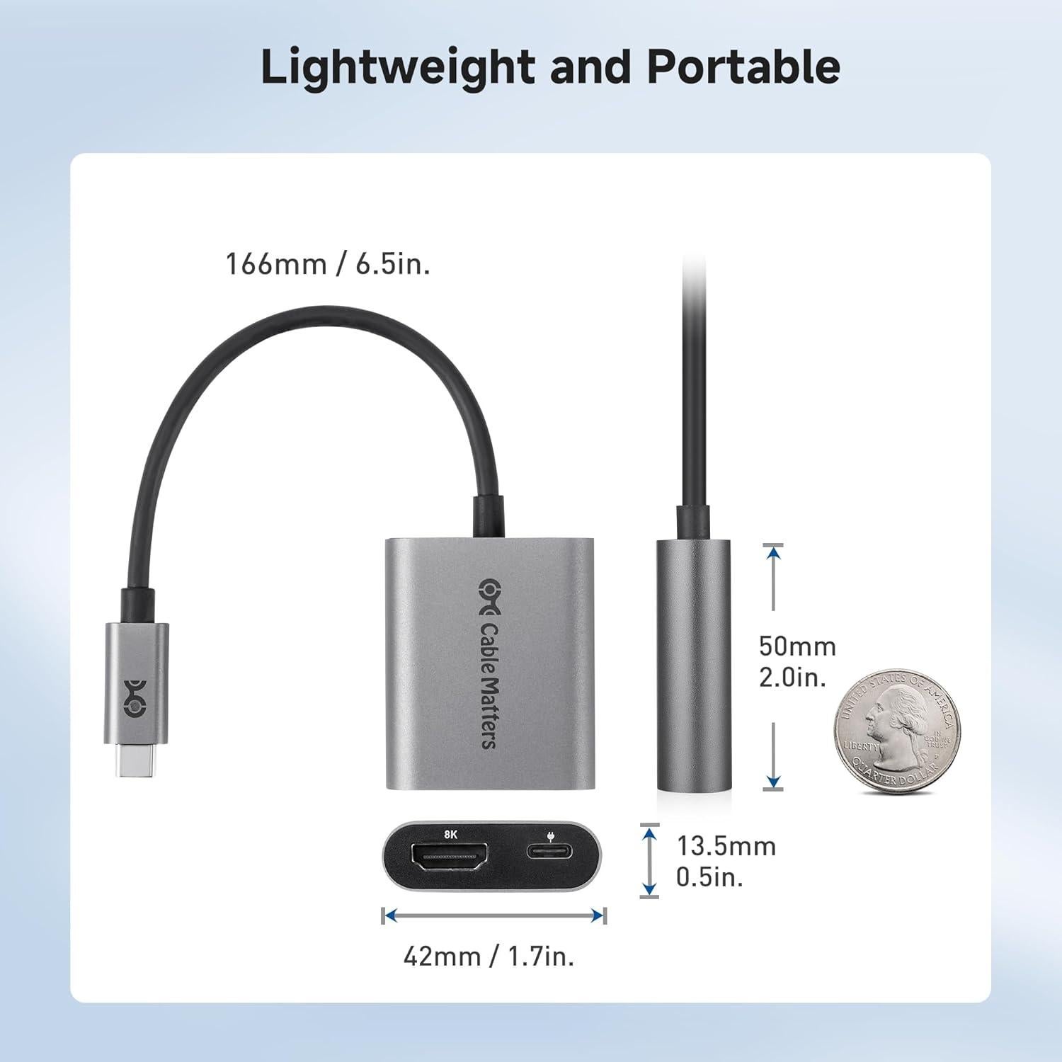 Adaptador USB C a HDMI 2.1 Cable Matters 8K 60Hz 100W