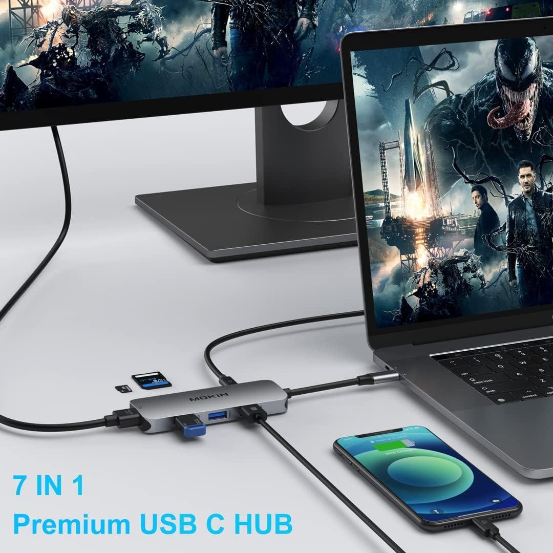 Hub USB-C 7 en 1 MOKiN con HDMI 4K y 3 USB 3.0