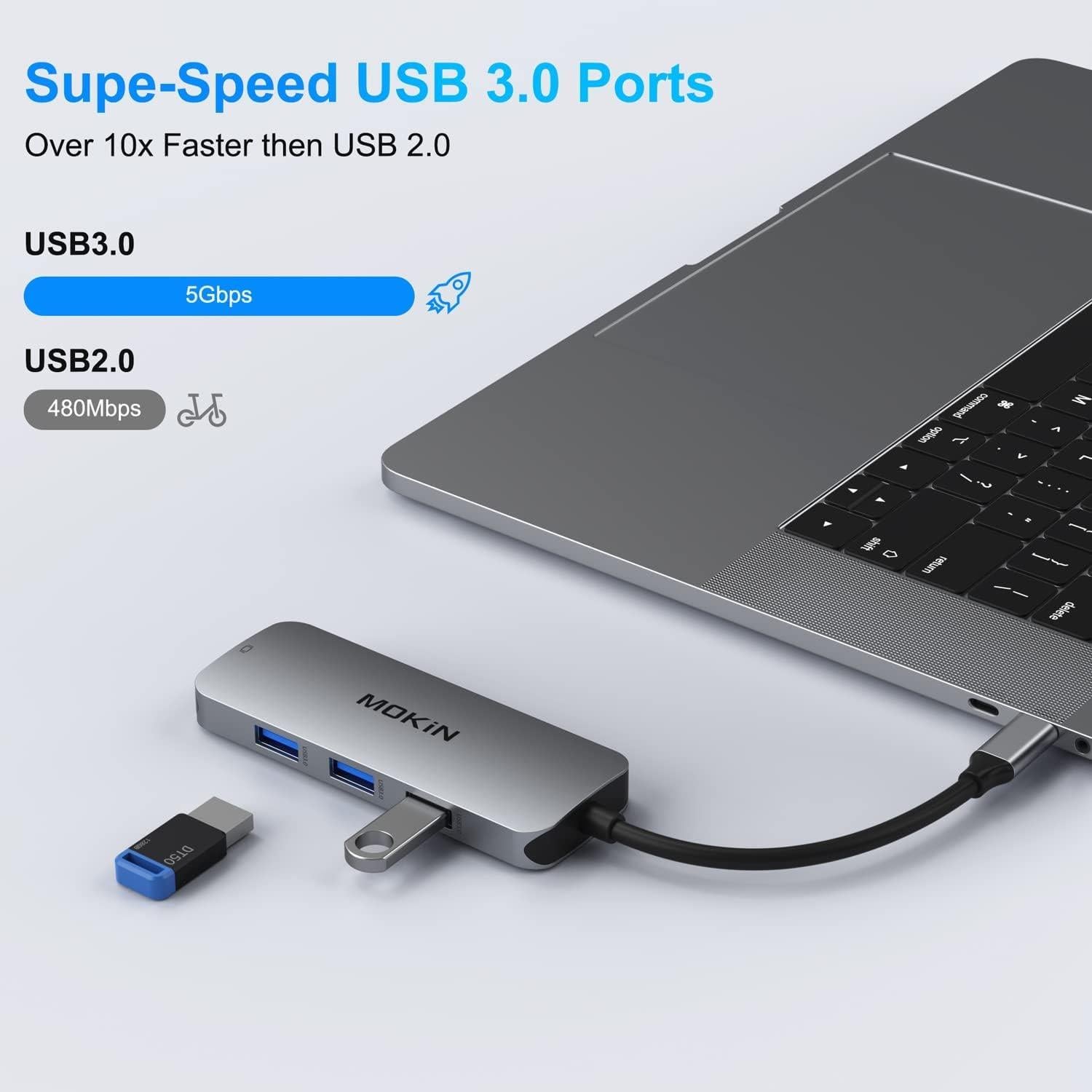 Hub USB-C 7 en 1 MOKiN con HDMI 4K y 3 USB 3.0