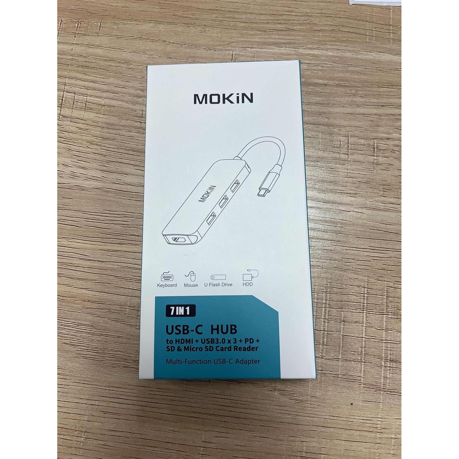 Hub USB-C 7 en 1 MOKiN con HDMI 4K y 3 USB 3.0