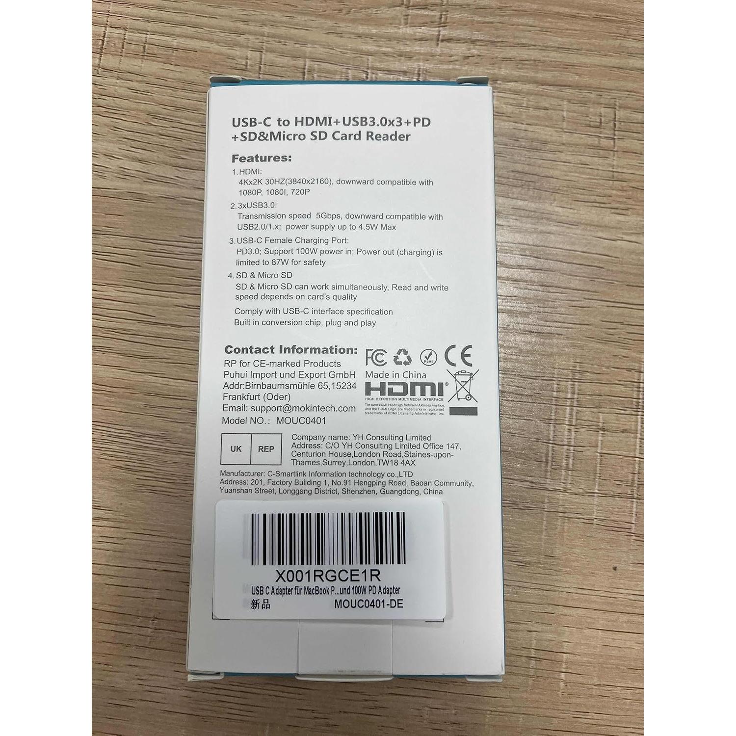 Hub USB-C 7 en 1 MOKiN con HDMI 4K y 3 USB 3.0