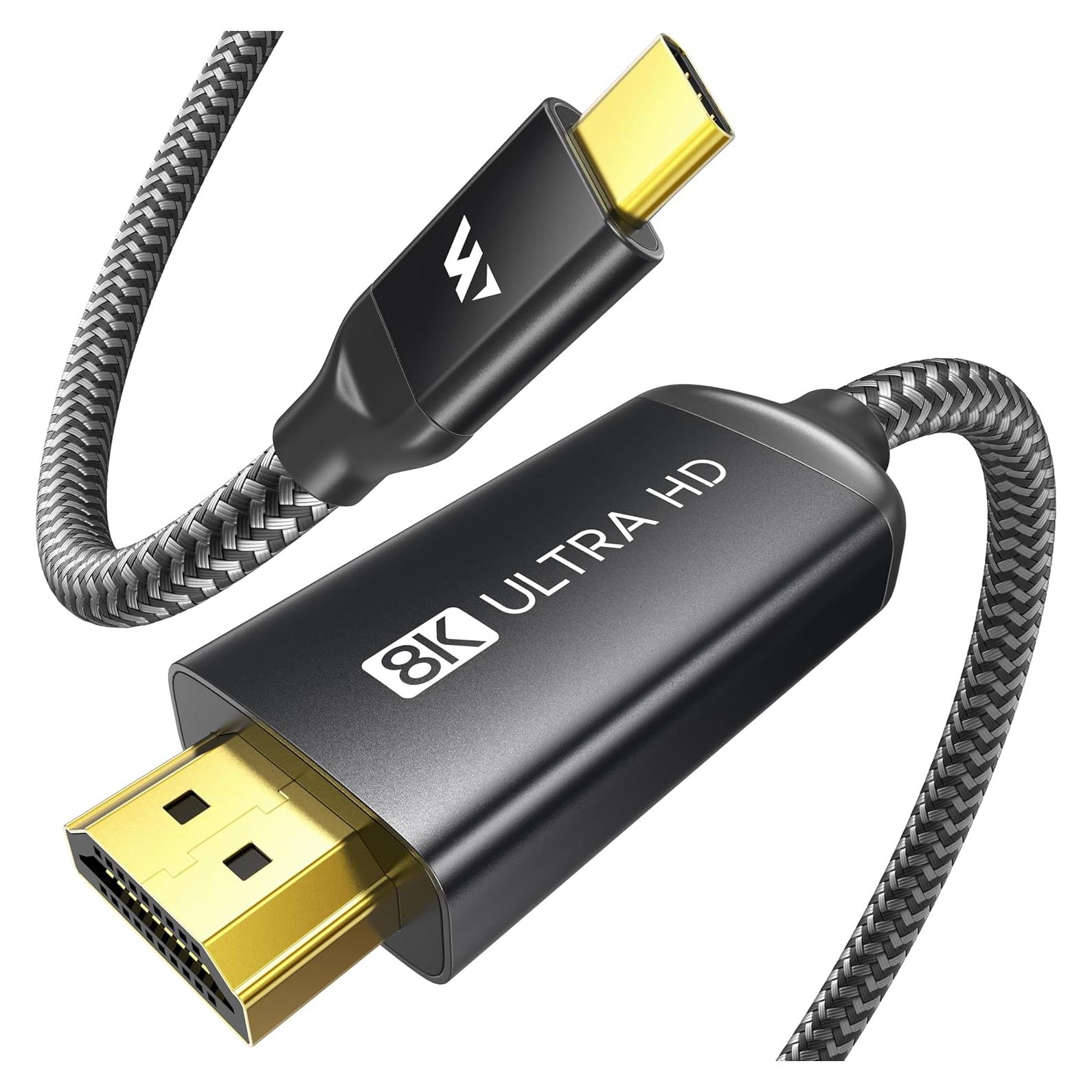 Cable USB-C a HDMI 8K WARRKY 1.83m 48Gbps Compatible Thunderbolt