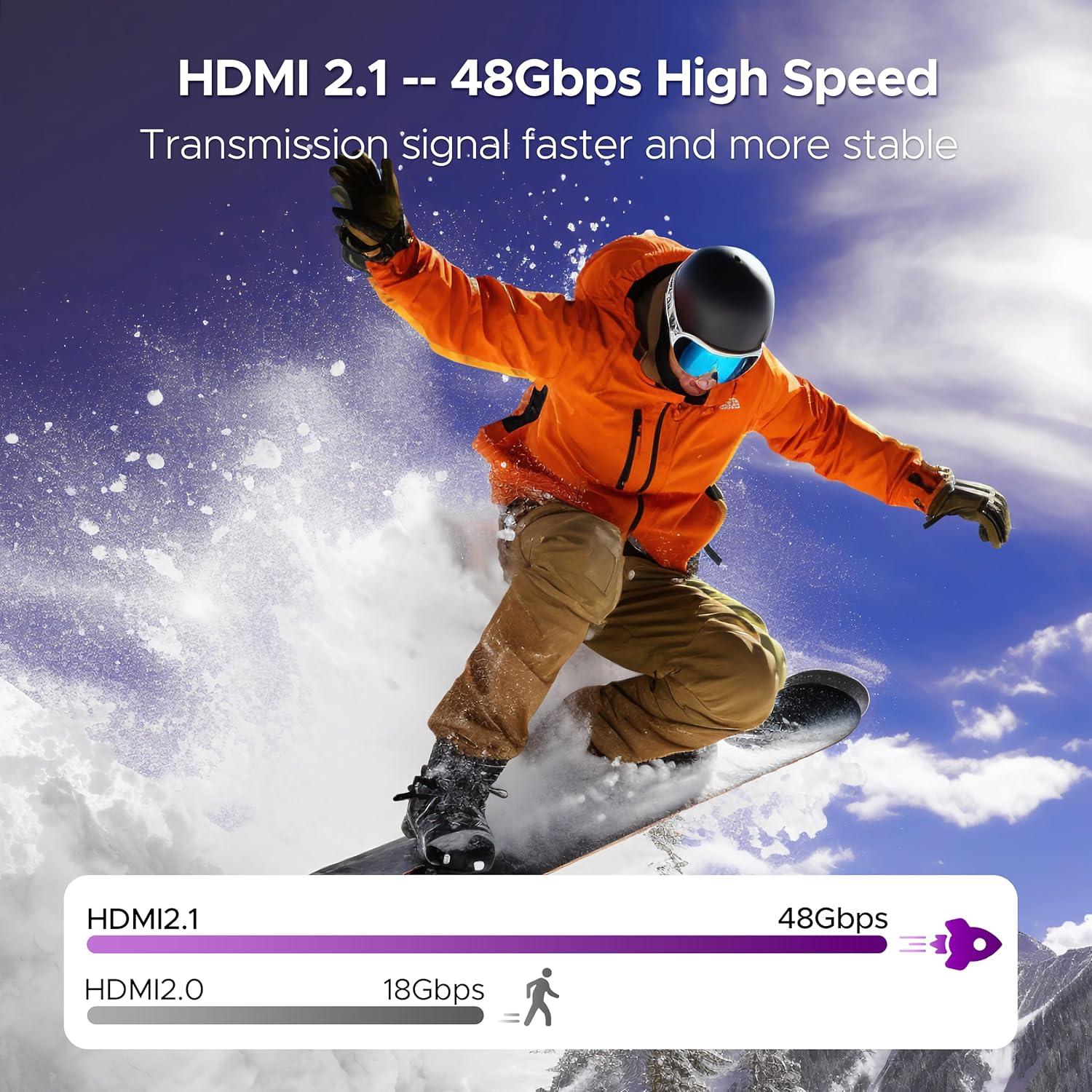 Cable USB-C a HDMI 8K WARRKY 1.83m 48Gbps Compatible Thunderbolt