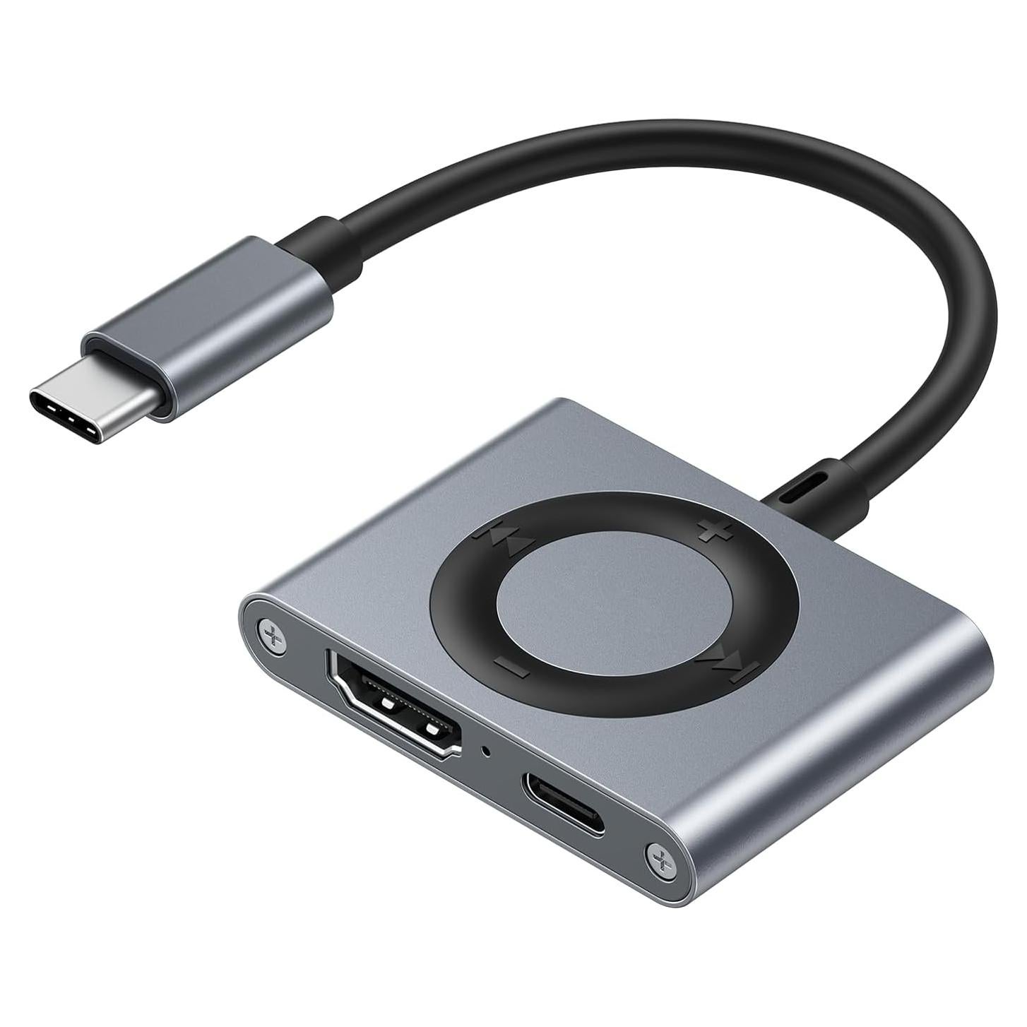 Adaptador USB-C a HDMI GIISSMO 4K 60Hz Carga 100W Gris