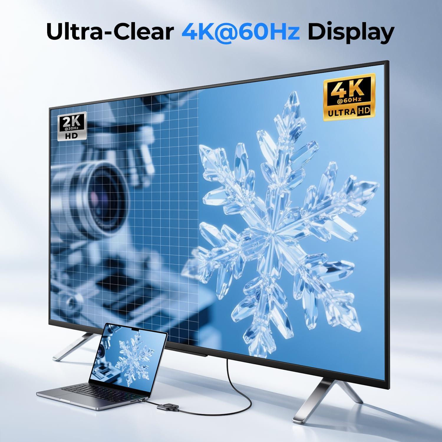 Adaptador USB-C a HDMI GIISSMO 4K 60Hz Carga 100W Gris