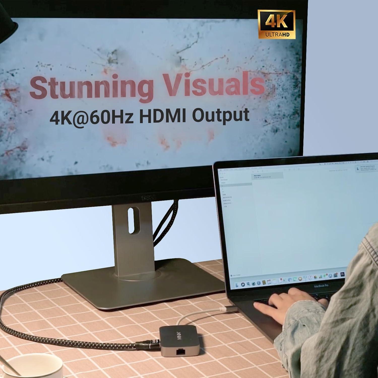 Adaptador USB C MINIX Hub 7 en 1 4K HDMI Ethernet Gigabit