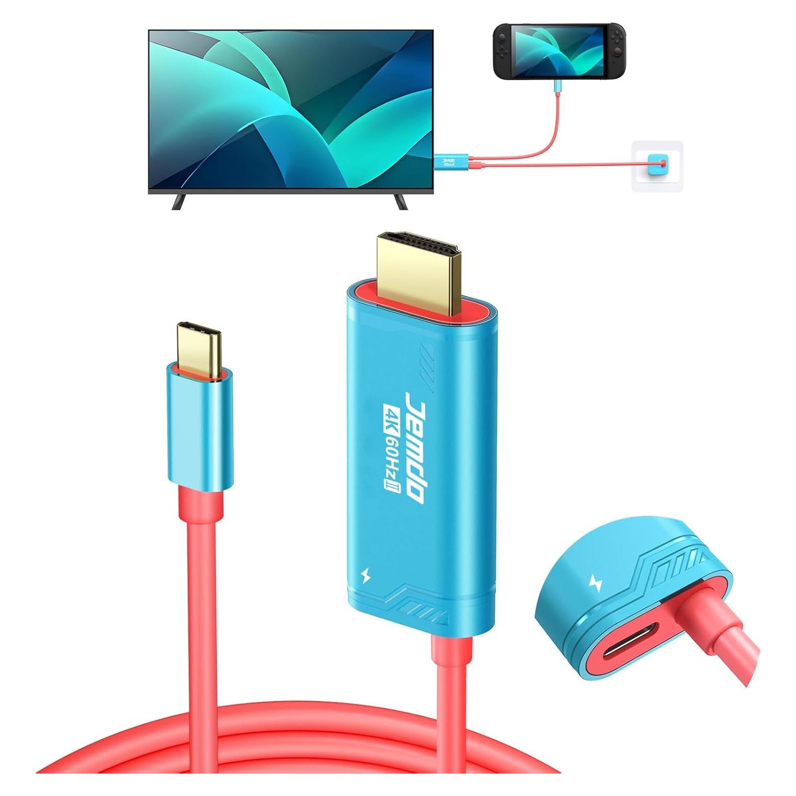 Adaptador HDMI 2.0 JEMDO 2m USB-C 3.2 4K 60Hz para Switch