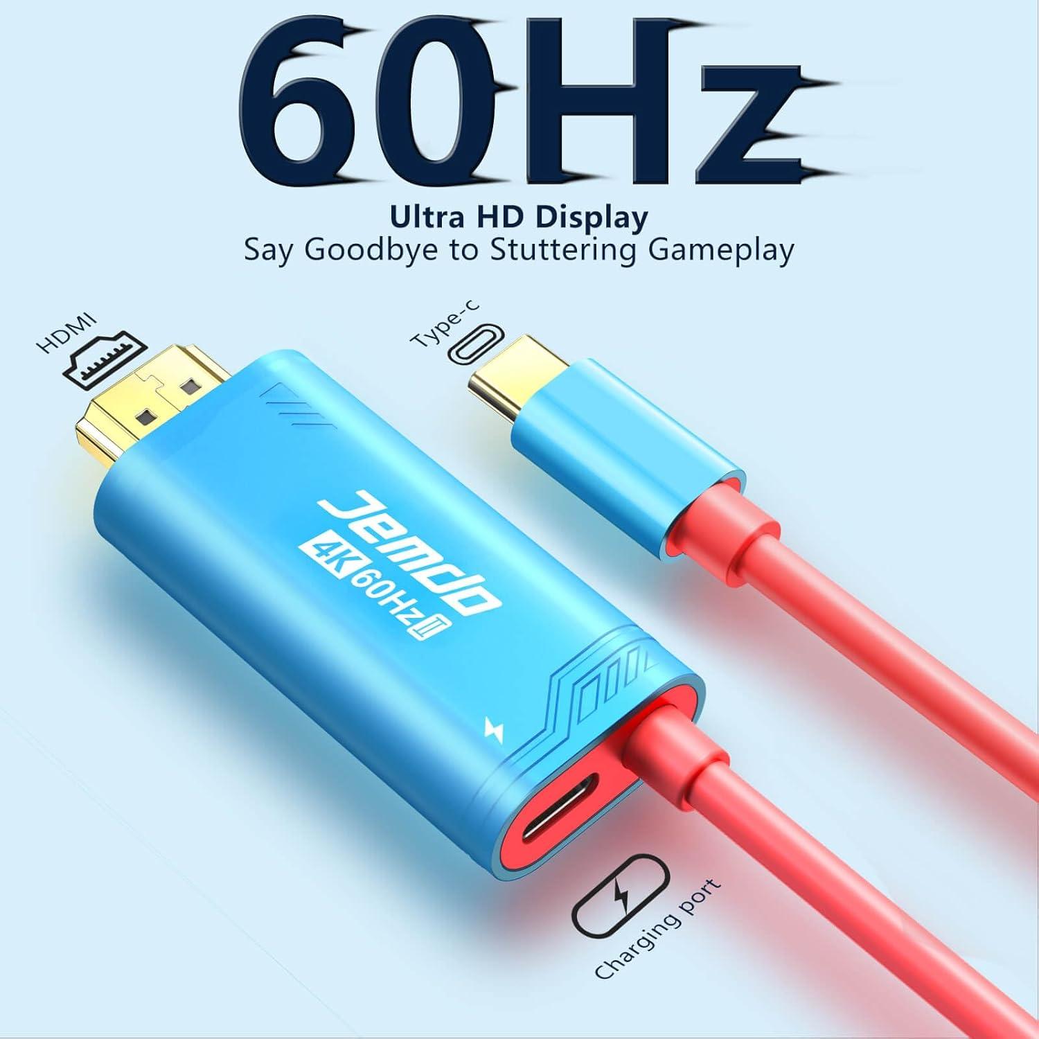 Adaptador HDMI 2.0 JEMDO 2m USB-C 3.2 4K 60Hz para Switch