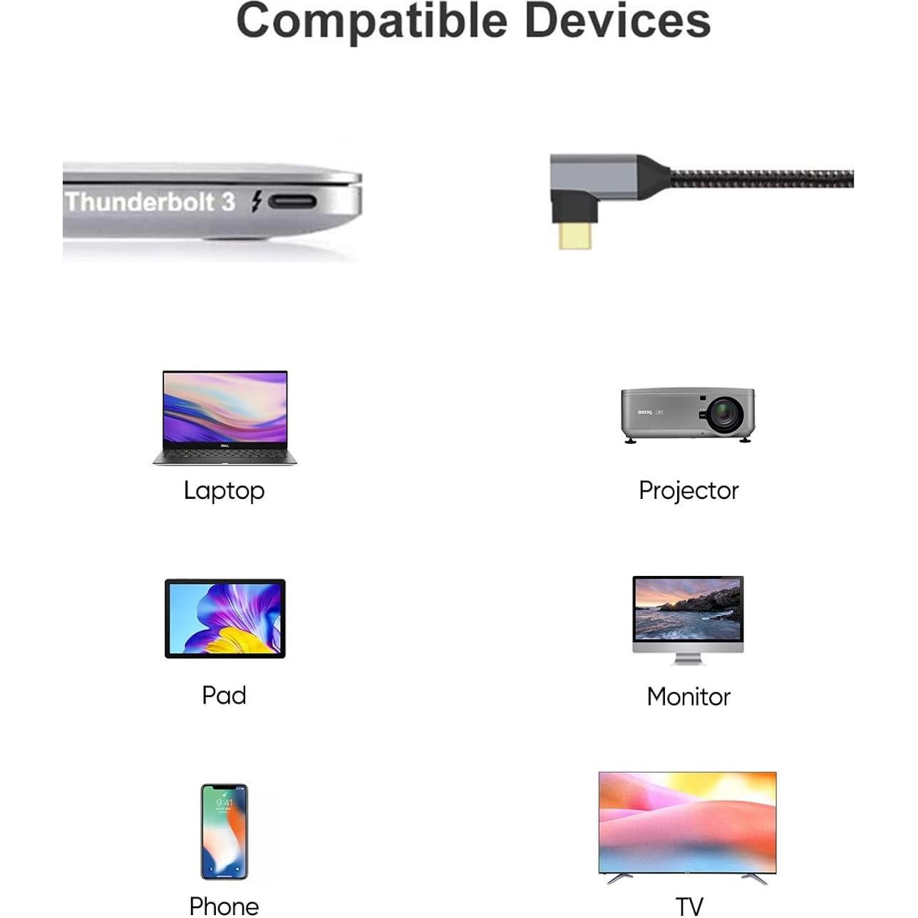 Cable USB C a HDMI 4K 1.83m CableCreation Ángulo Derecho