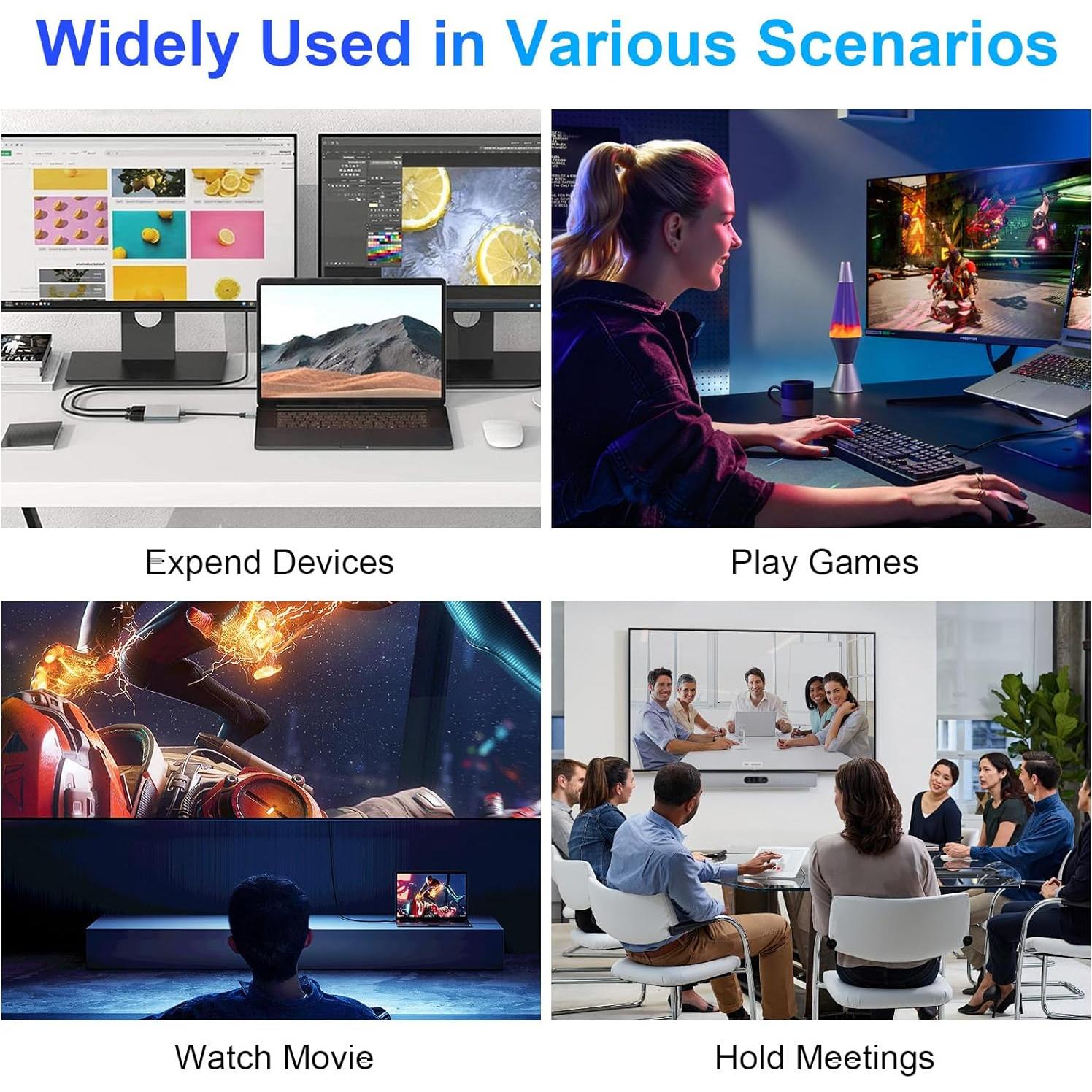 Adaptador USB C a Doble HDMI 4K 60Hz Denlane con USB 3.0