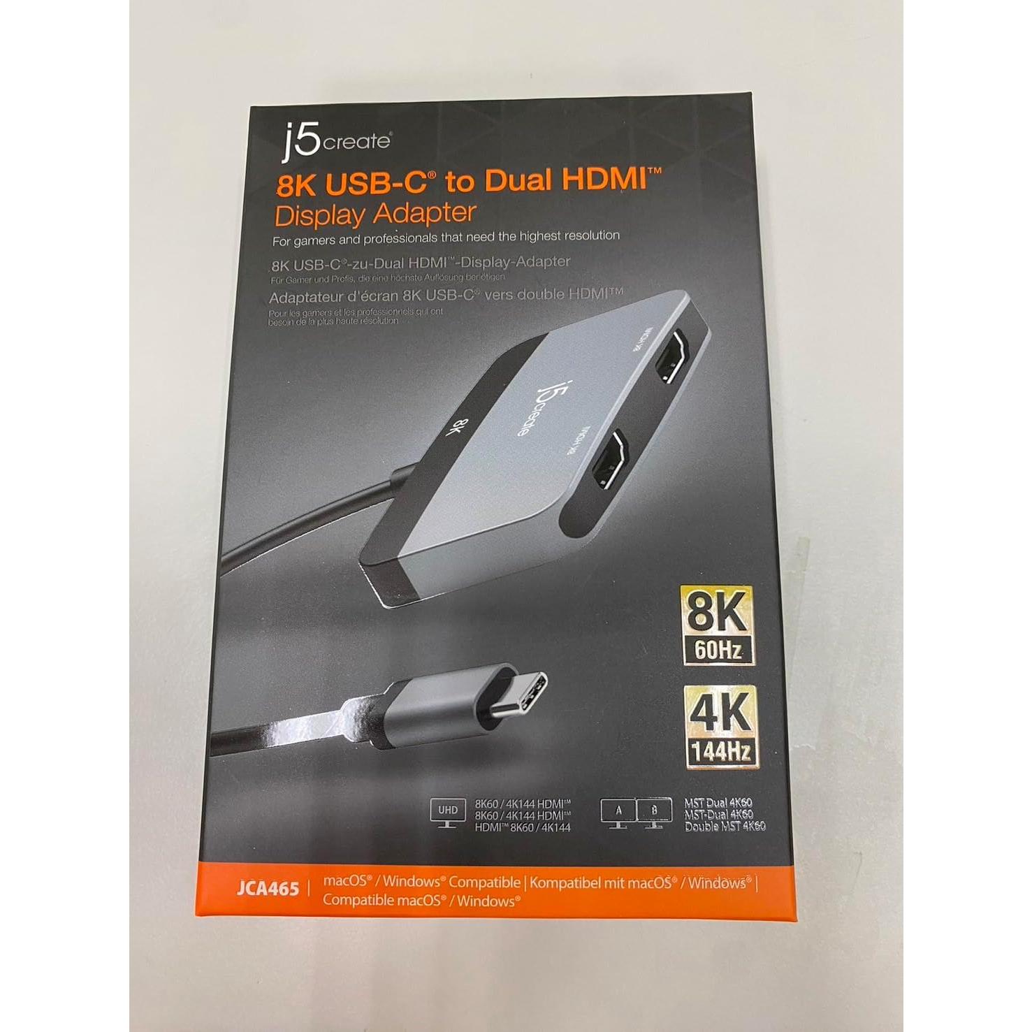 Adaptador Doble HDMI USB-C j5create JCA465 8K/4K 60Hz