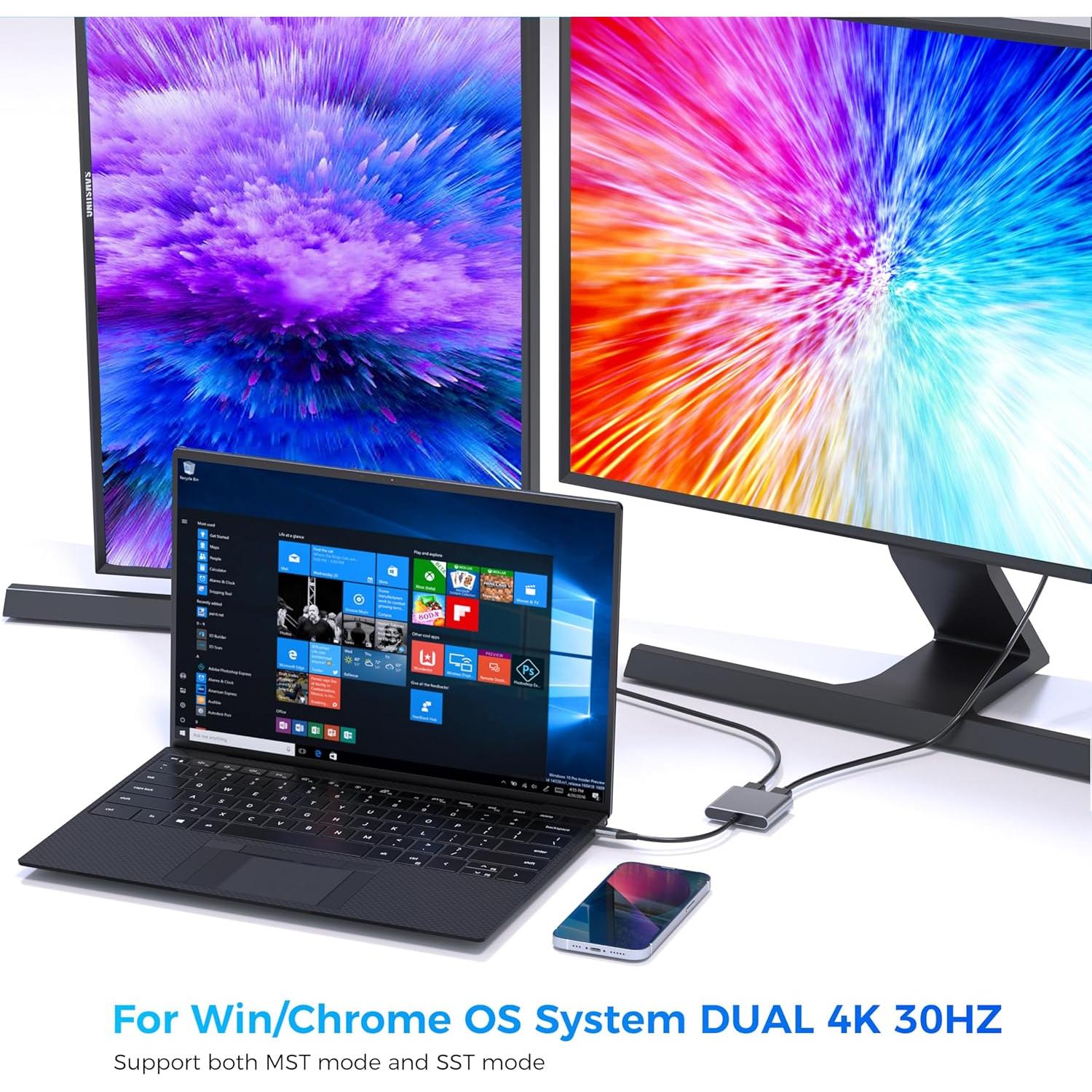 Adaptador USB C a Doble HDMI 4K 60Hz - Shenzhen HCC-012