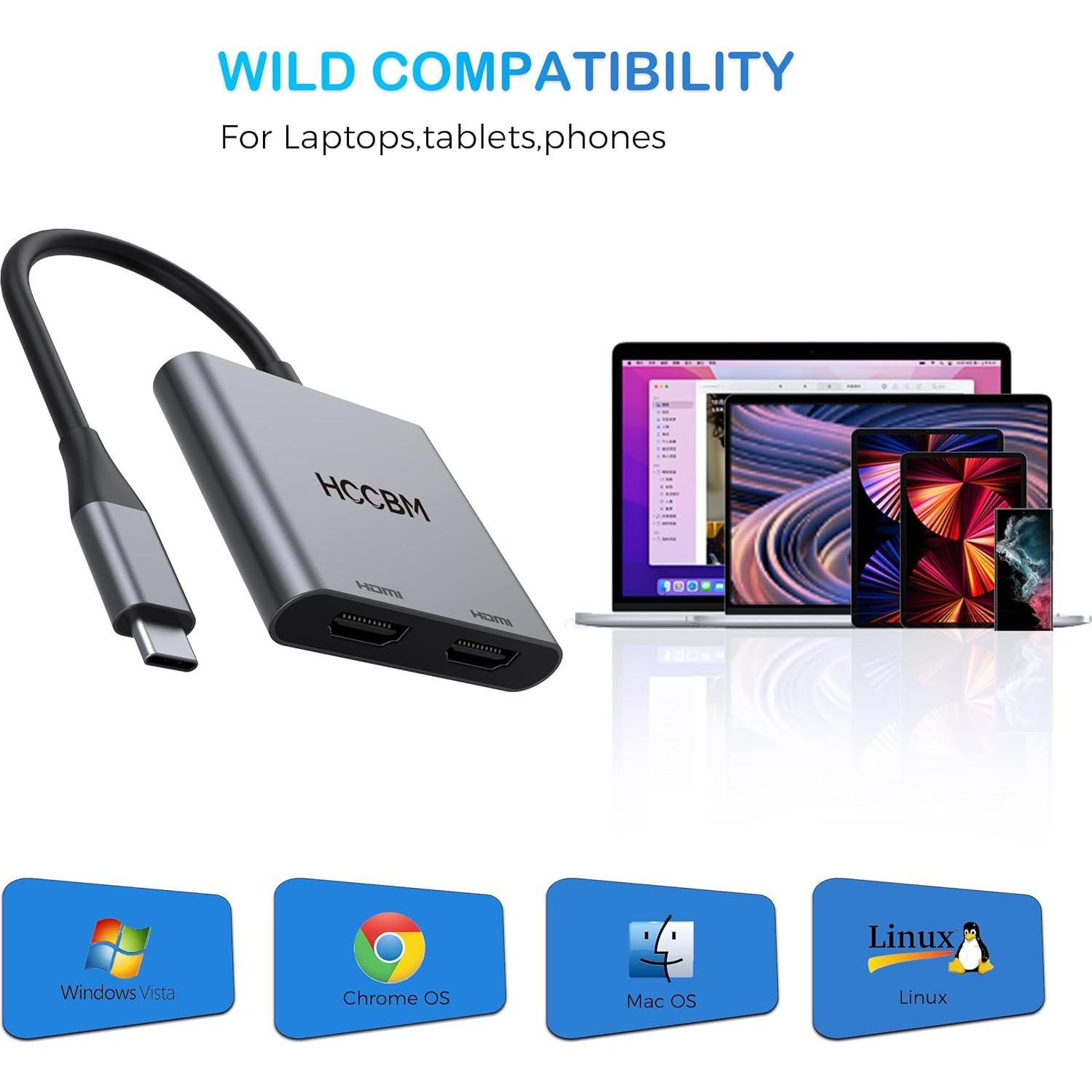 Adaptador USB C a Doble HDMI 4K 60Hz - Shenzhen HCC-012