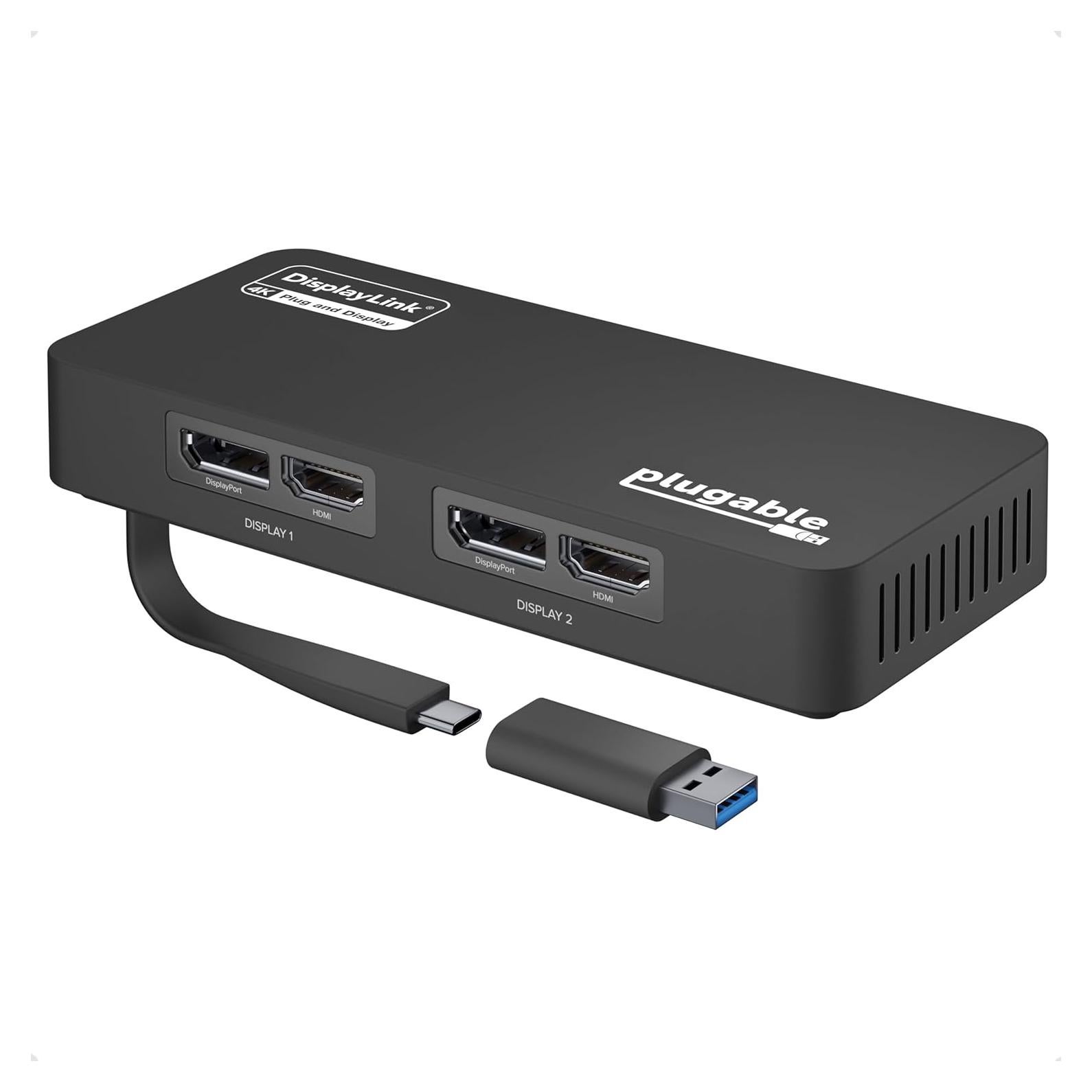 Adaptador Doble Monitor 4K Plugable USBC-6950U HDMI/DisplayPort