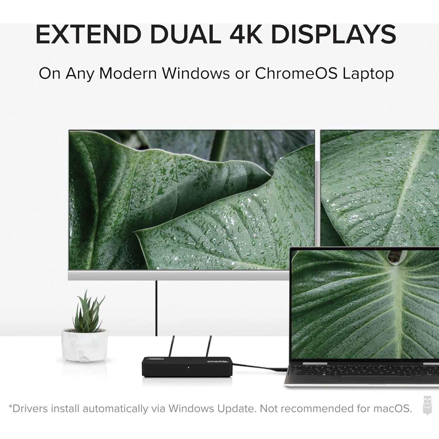 Adaptador Doble Monitor 4K Plugable USBC-6950U HDMI/DisplayPort