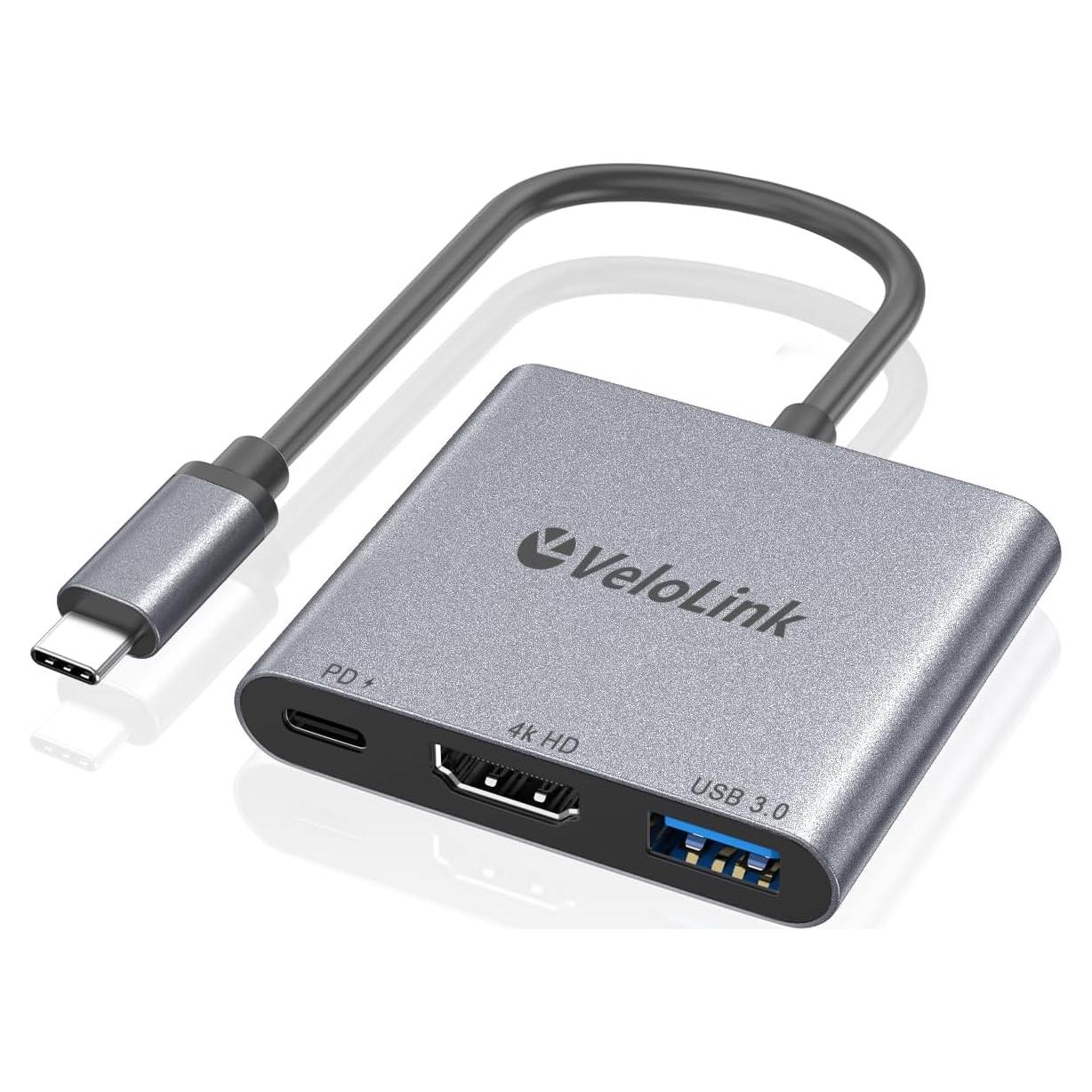 Adaptador USB-C a HDMI 4K 30Hz VELOLINK con Carga PD