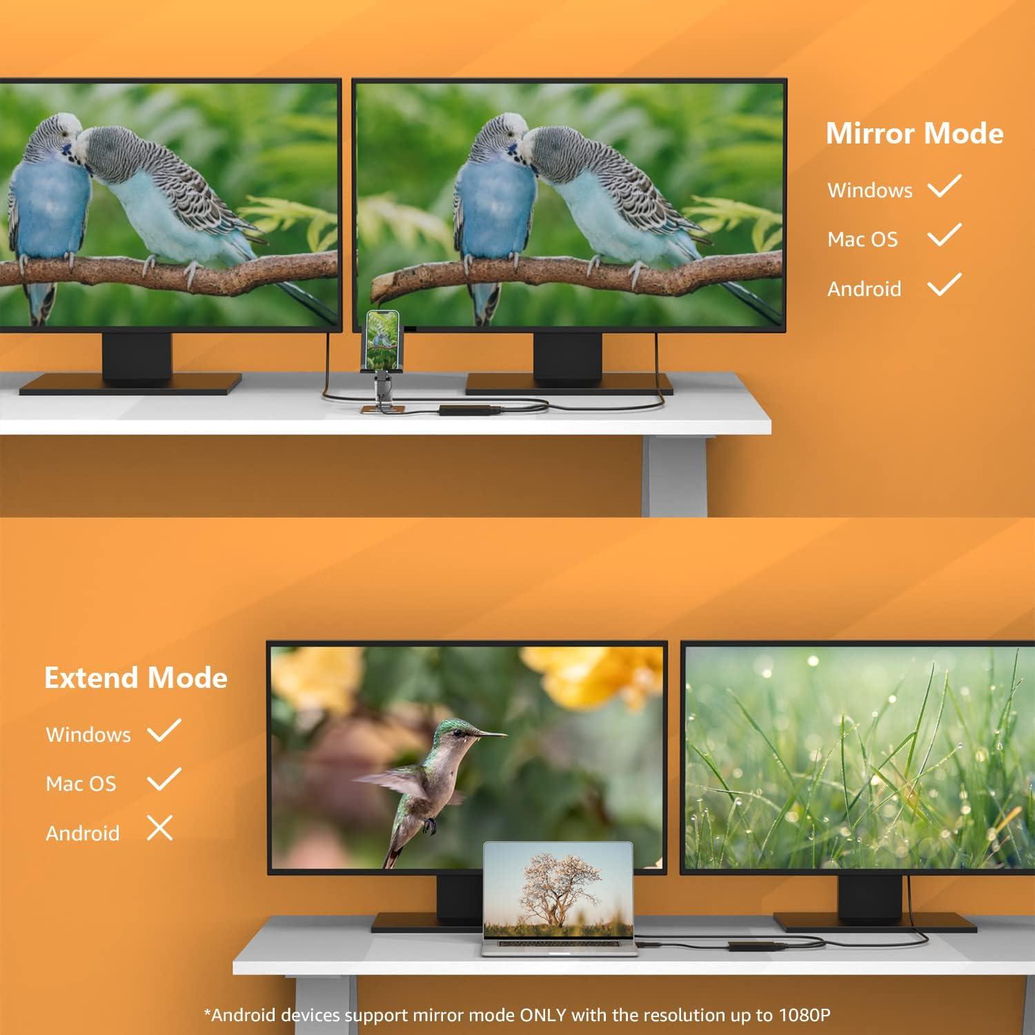 Adaptador WAVLINK USB 3.0/USB-C a Doble HDMI 1080p