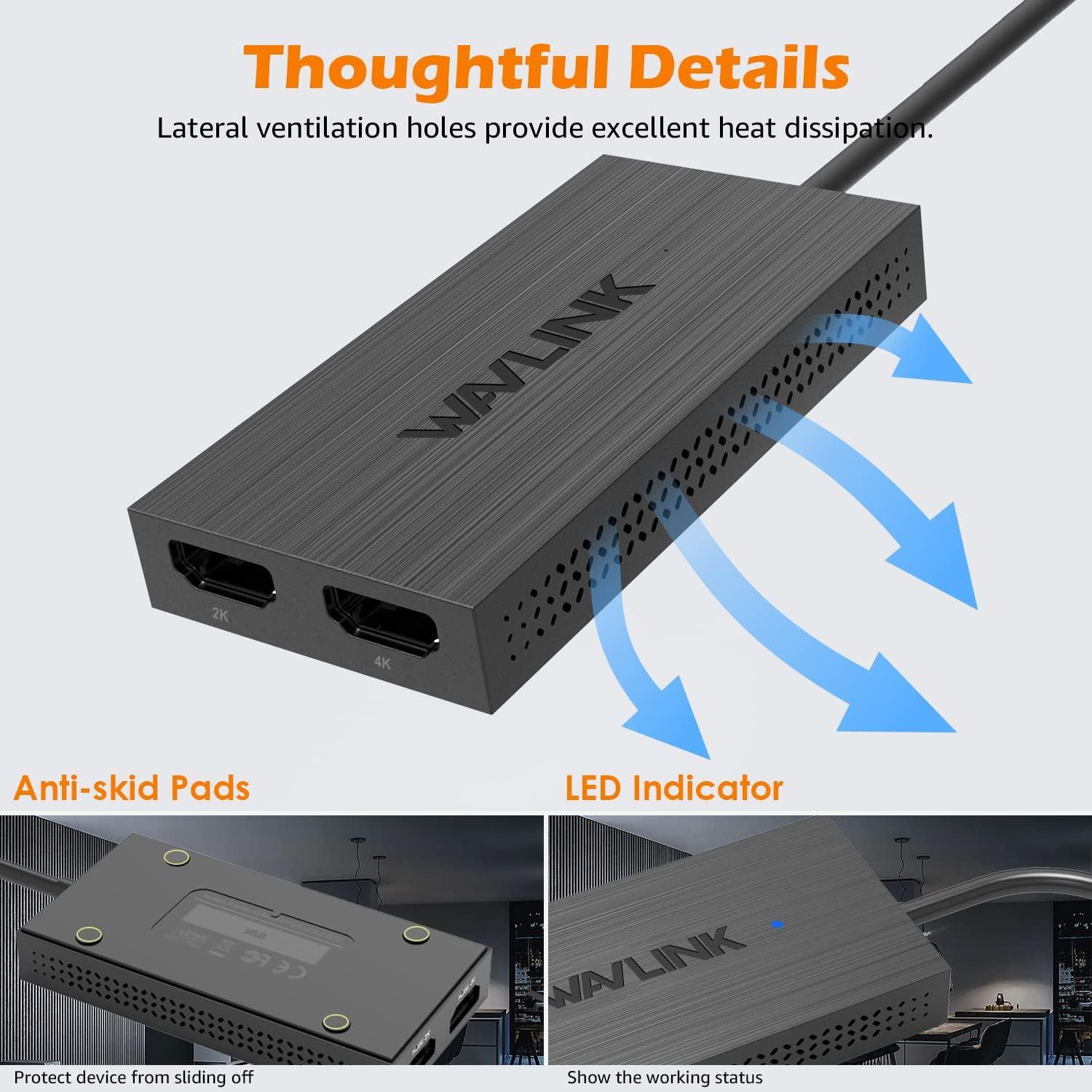 Adaptador WAVLINK USB 3.0/USB-C a Doble HDMI 1080p