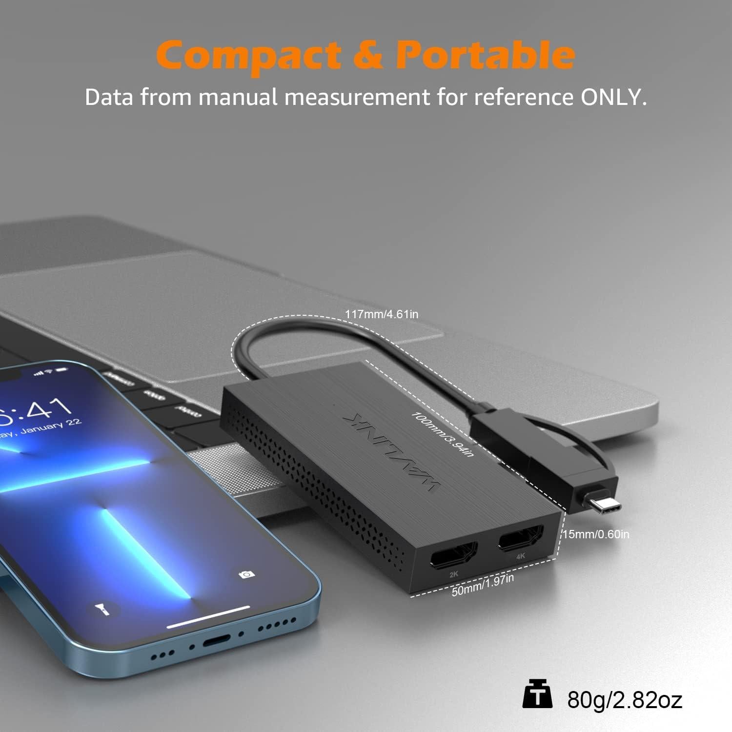 Adaptador WAVLINK USB 3.0/USB-C a Doble HDMI 1080p