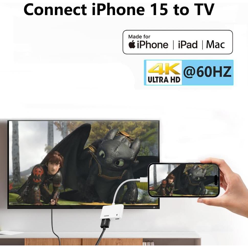 Adaptador USB-C a HDMI Wahbite 4K 60Hz para iPhone y Mac