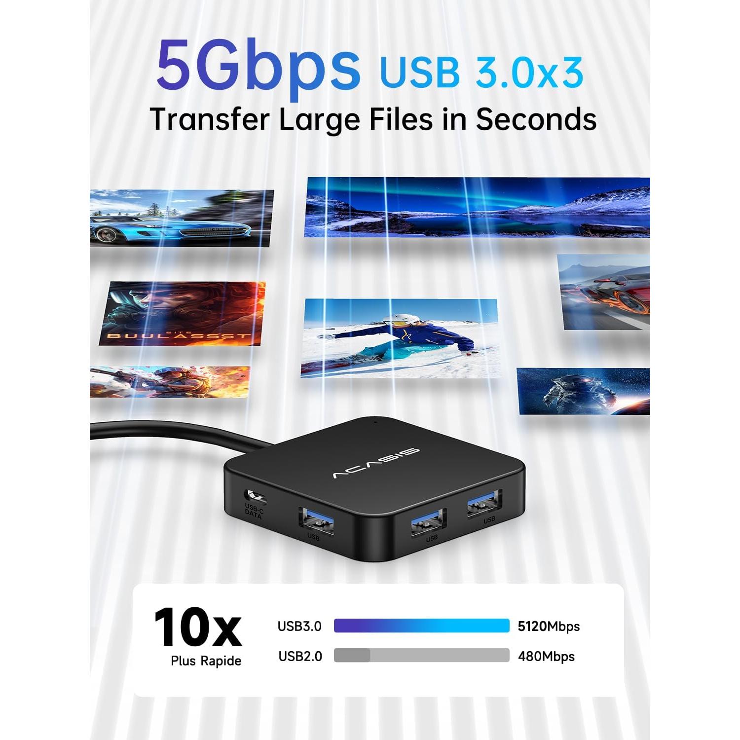 Hub USB C ACASIS 6 en 1 con HDMI 4K 60Hz y 100W