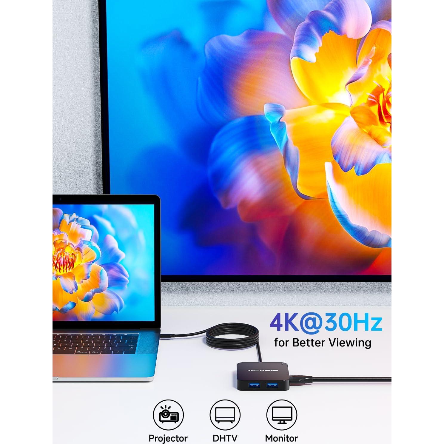 Hub USB C ACASIS 6 en 1 con HDMI 4K 60Hz y 100W