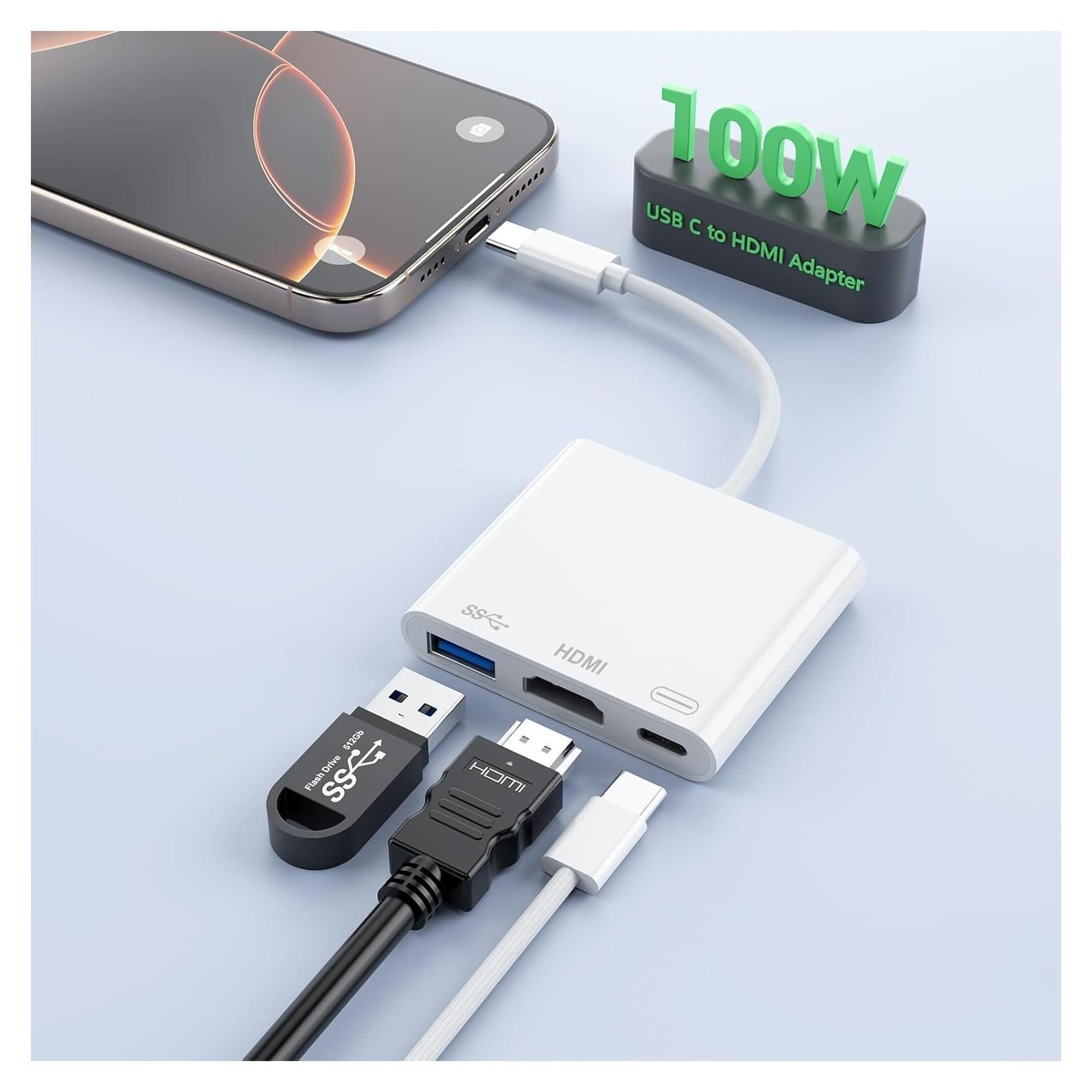 Adaptador USB C a HDMI 4K 100W Dongguan Lijie - 3 en 1