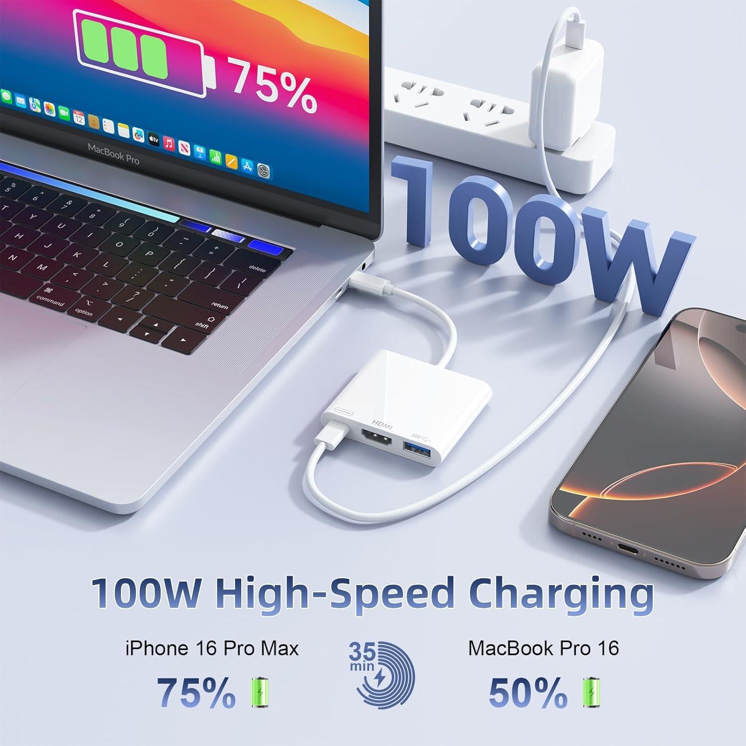 Adaptador USB C a HDMI 4K 100W Dongguan Lijie - 3 en 1