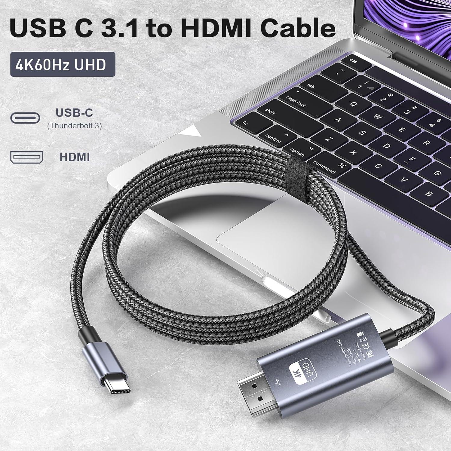 Cable USB C a HDMI 4K 3m APCUWCQ Adaptador Compatible