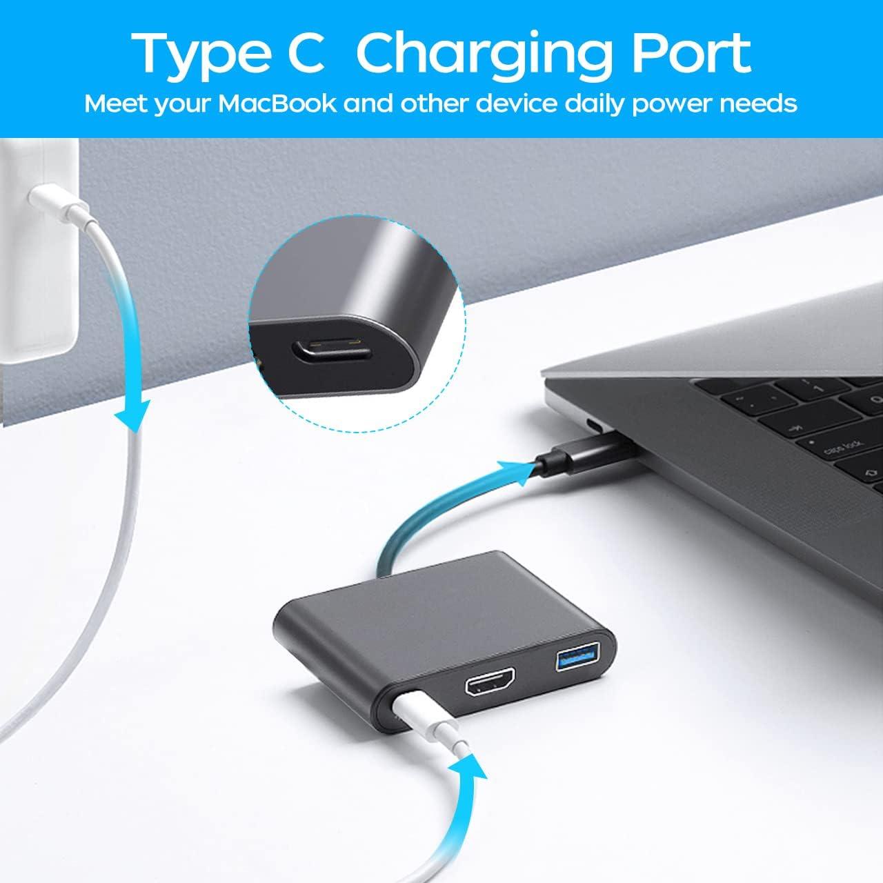 Adaptador USB C a HDMI 4K QINGLER con Carga Rápida 87W