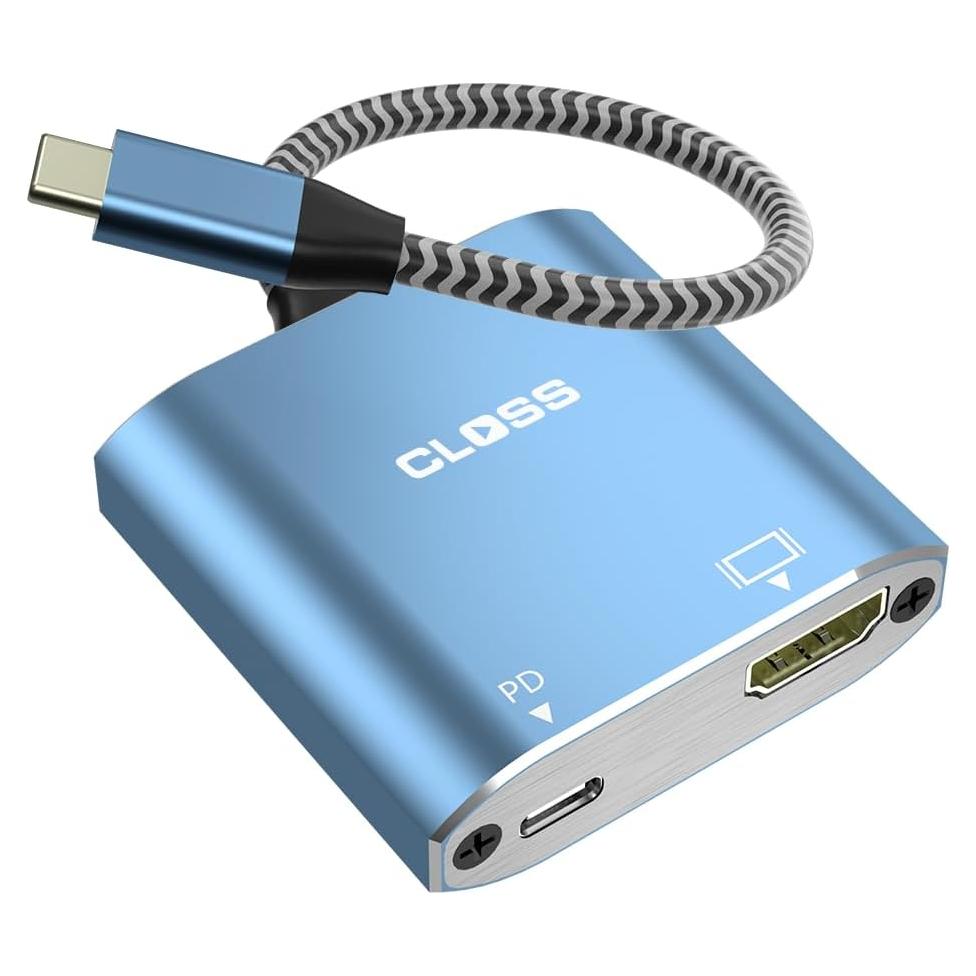 Adaptador USB C a HDMI 4K Closs TC-207-B con carga PD 100W