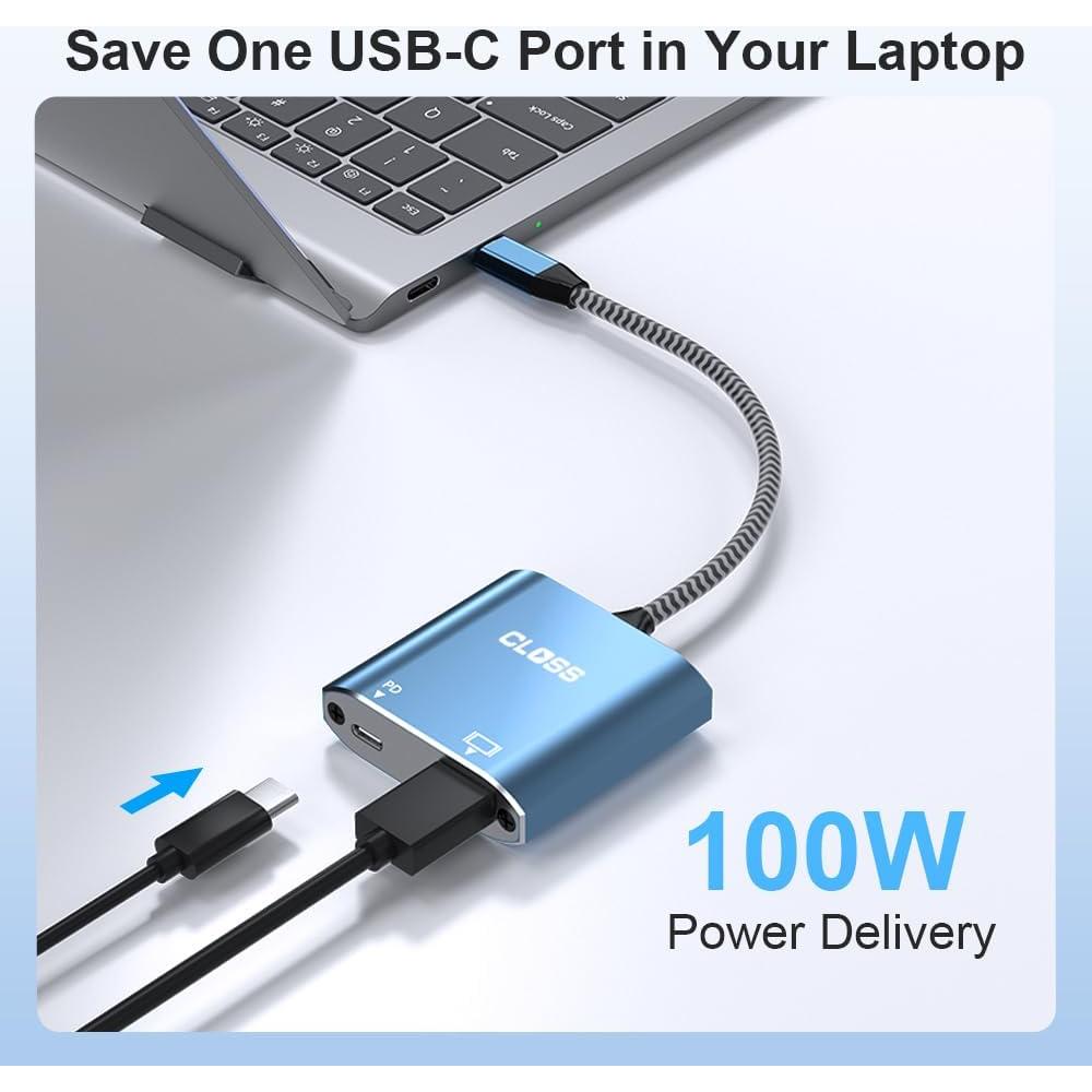 Adaptador USB C a HDMI 4K Closs TC-207-B con carga PD 100W
