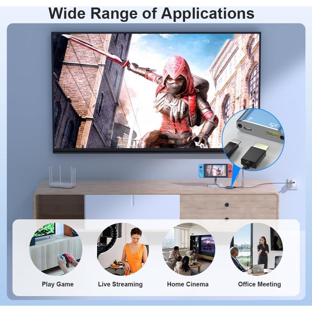 Adaptador USB C a HDMI 4K Closs TC-207-B con carga PD 100W