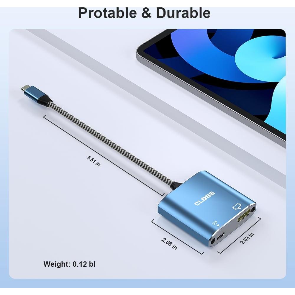 Adaptador USB C a HDMI 4K Closs TC-207-B con carga PD 100W