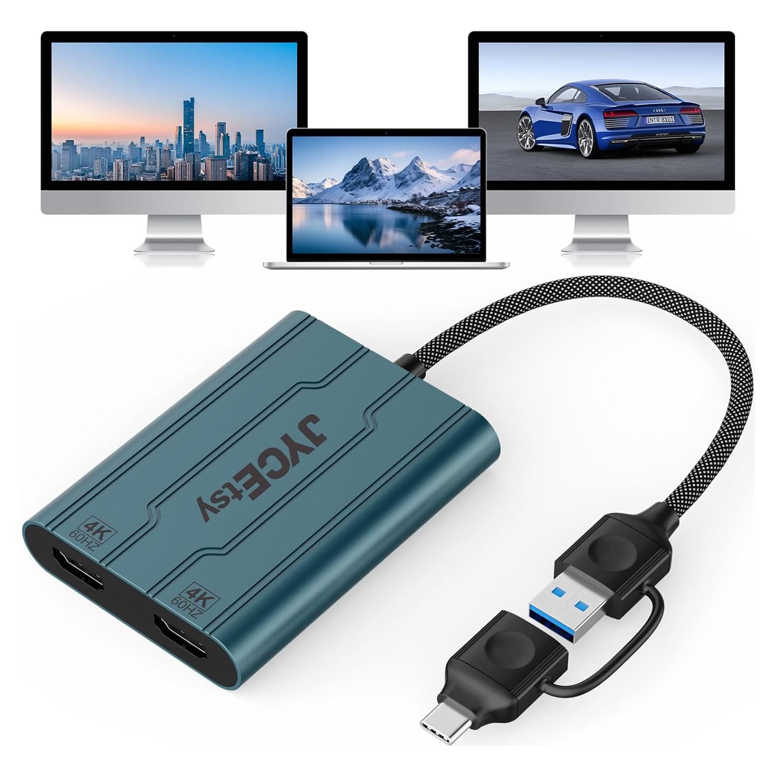 Adaptador USB C a HDMI JYCETSY DL6950 Doble Monitor 4K 60Hz